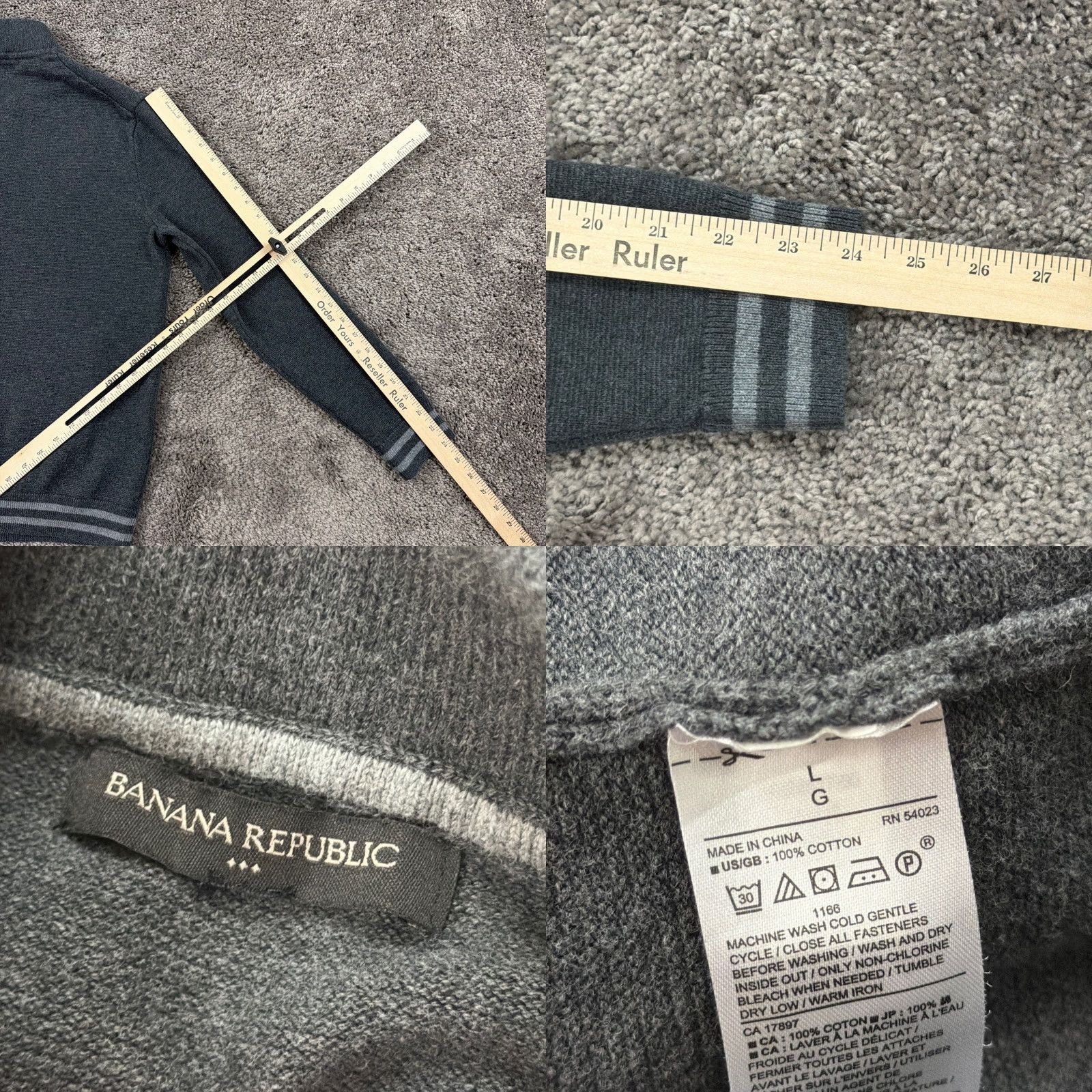 Banana Republic Banana Republic Sweater Mens L Gray Knit Full Zip Cotton Long Sleeve Varsity Size US L / EU 52-54 / 3 - 8 Thumbnail
