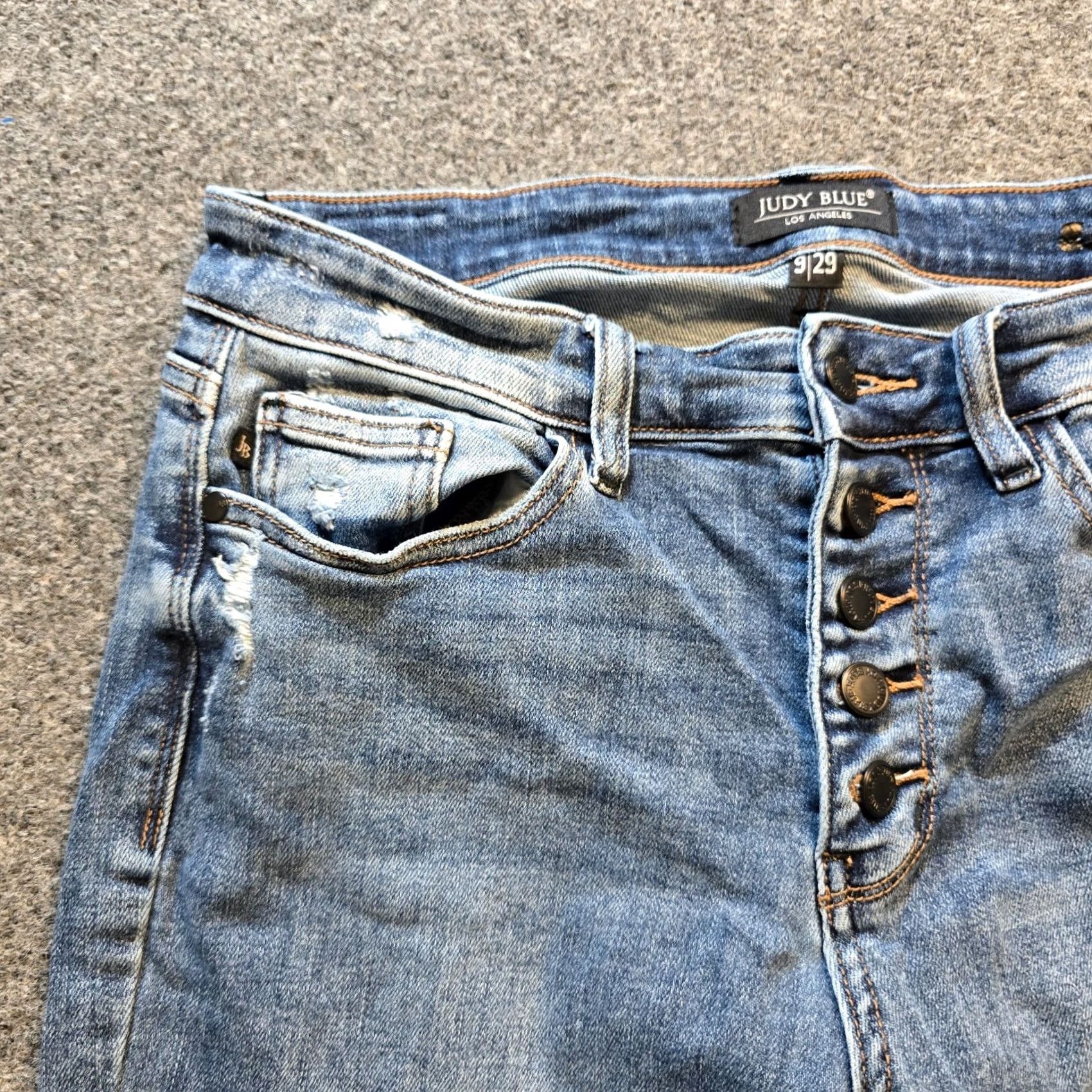 Vintage Judy Blue Jeans Women 29 Blue Wide Leg Jeans High Rise Stretch Casual Size 29" - 3 Thumbnail