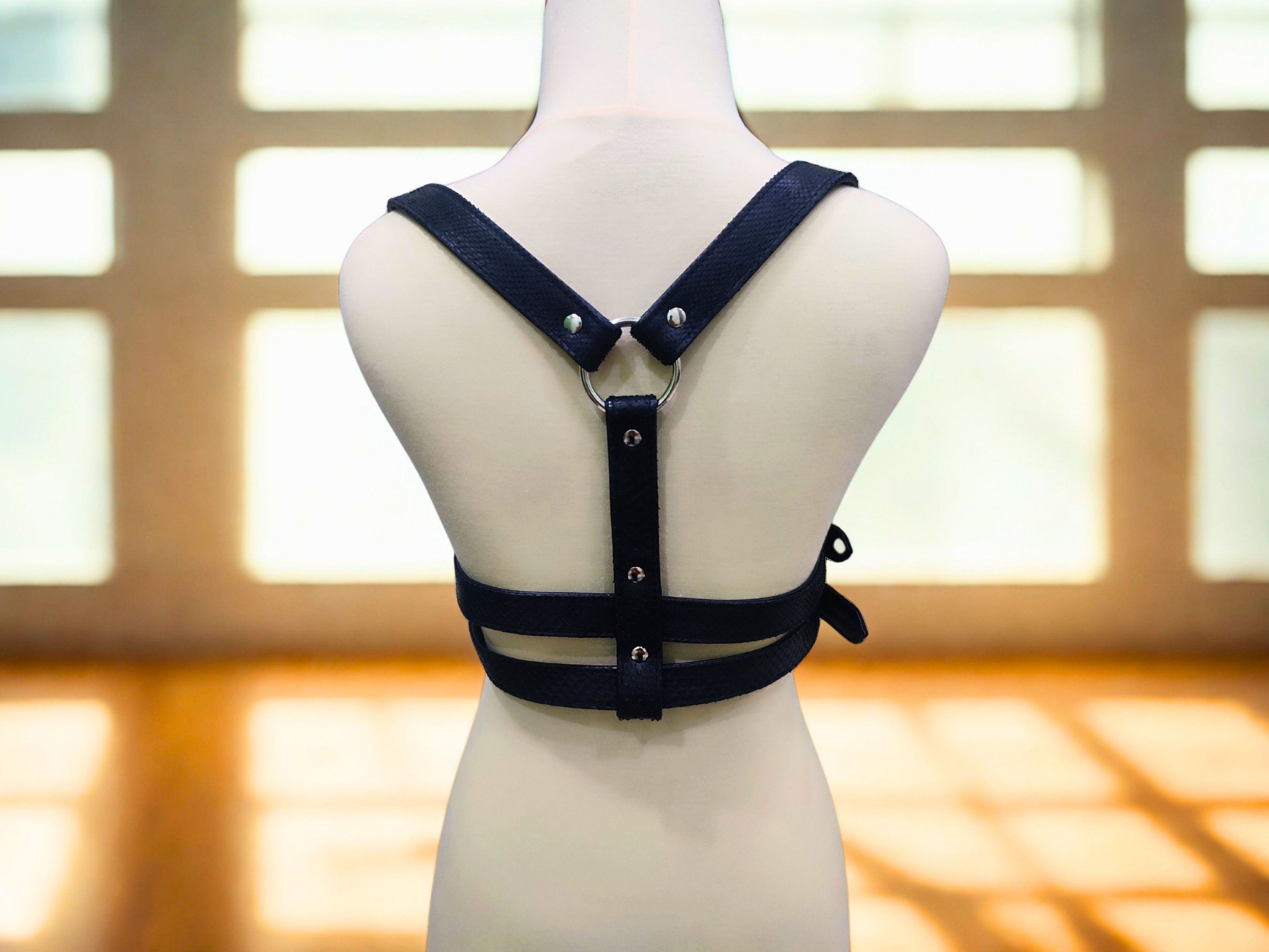 Handmade Snakeskin Leather Harness Double Waist Belt Y Strap Size ONE SIZE - 10 Thumbnail
