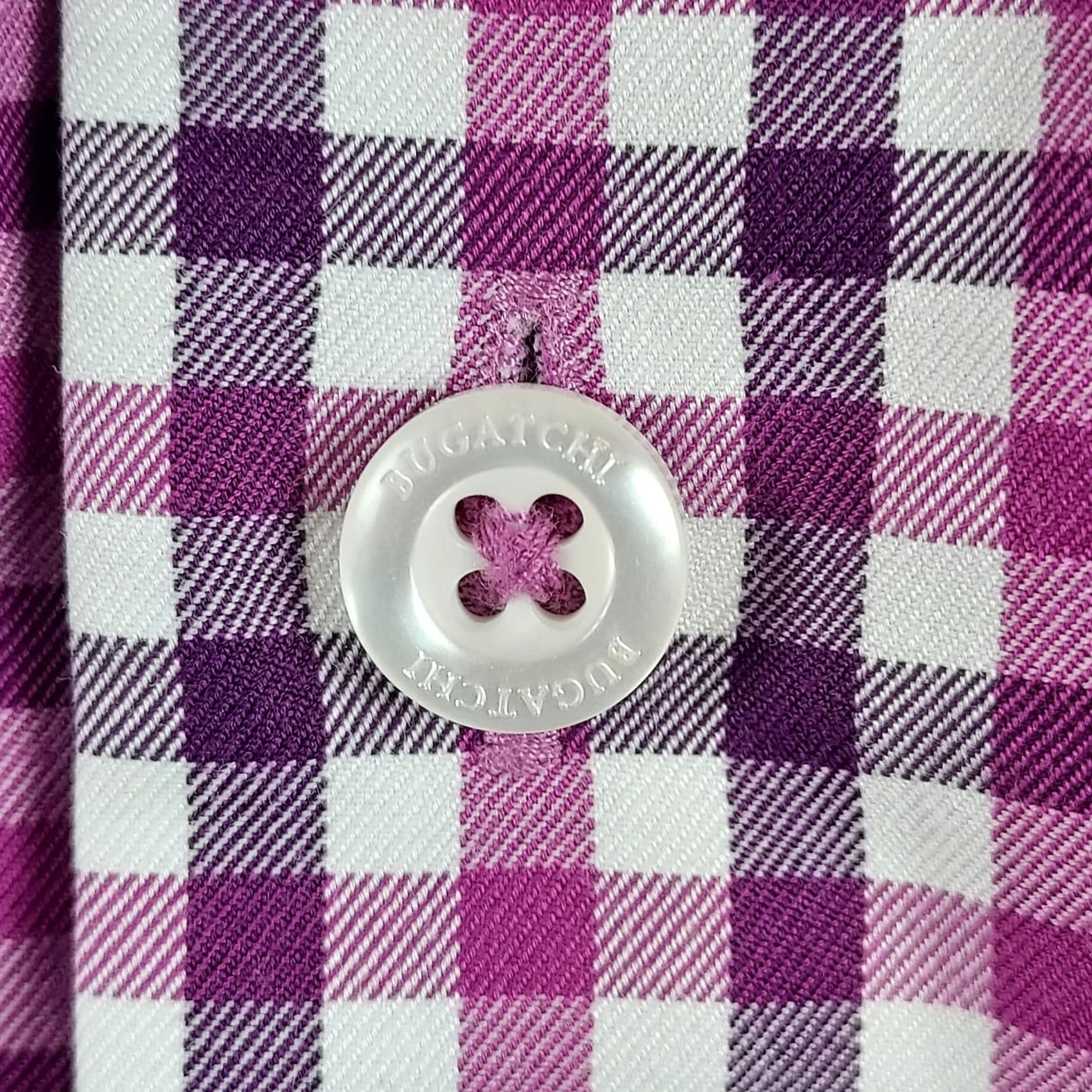 BUGATCHI Bugatchi Uomo Men’s 100% Cotton Pink Purple Check Button-Down Shirt Slim Fit Shirt L Pink Purple Check Men’s Shirt 15.5 Neck Mens Regular Fit Bant Size US L / EU 52-54 / 3 - 6 Thumbnail