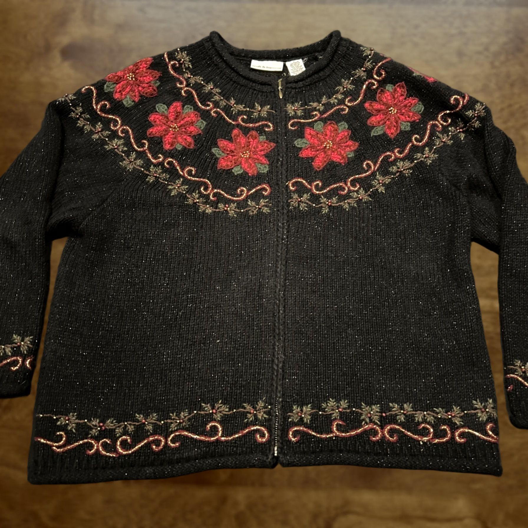 Vintage Vintage Christmas Cardigan - Black Ramie Sleeve Long - L Size L / US 10 / IT 46 - 1 Thumbnail