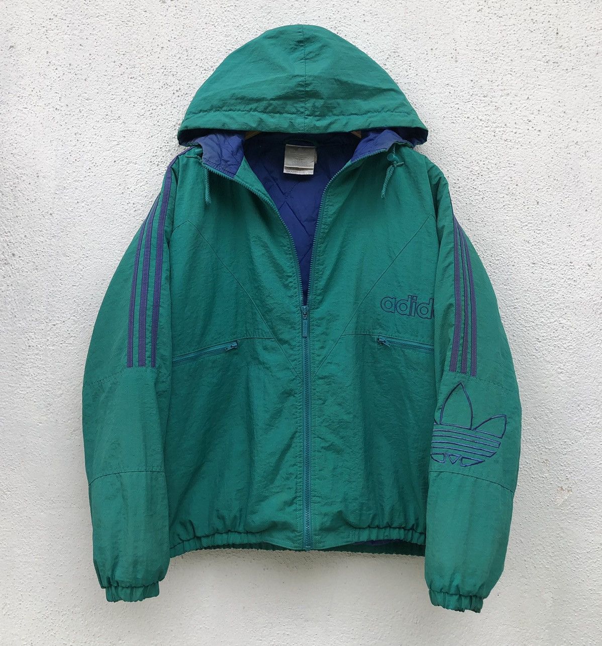 Adidas Vintage Rare/80s Adidas Big Logo Embroidered Nylon Jacket Size US L / EU 52-54 / 3 - 2 Thumbnail