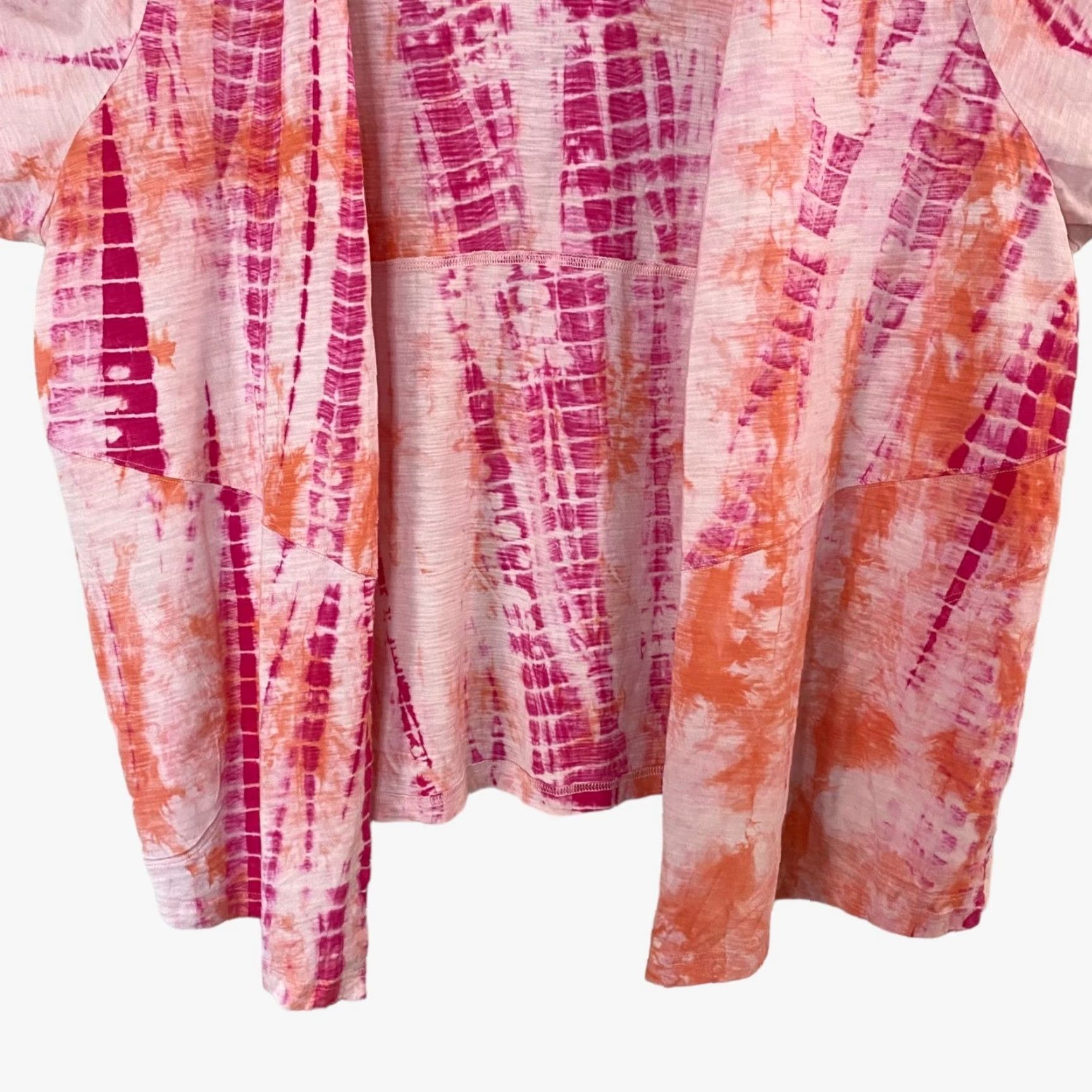 Vintage Belle Beach by Kim Gravel Tie-Dye Slub Knit Cardigan Sweater Pink Womens 4X Plus Size Open Pockets Beach Casual 60% Cotton 40% Modal Size XXL / US 16-18 / IT 52-54 - 6 Thumbnail
