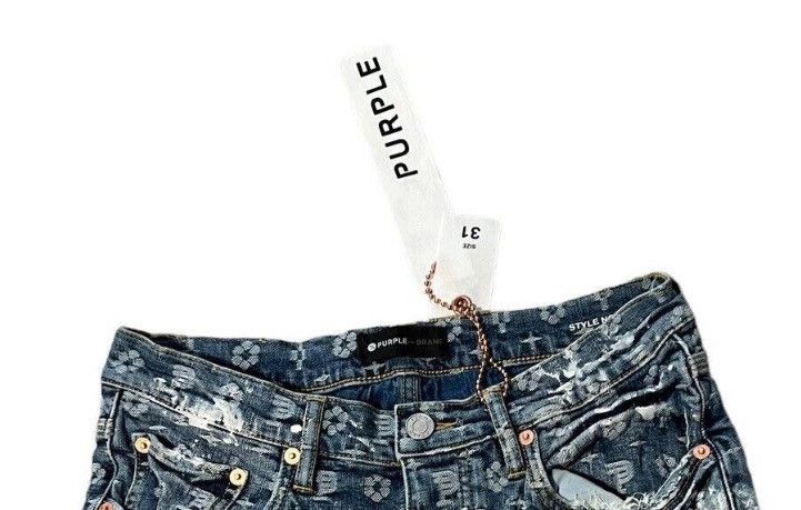 Purple Purple Brand Jeans Mens Jacquard Slim Fit Blue Size 31/32 Size US 31 - 6 Thumbnail