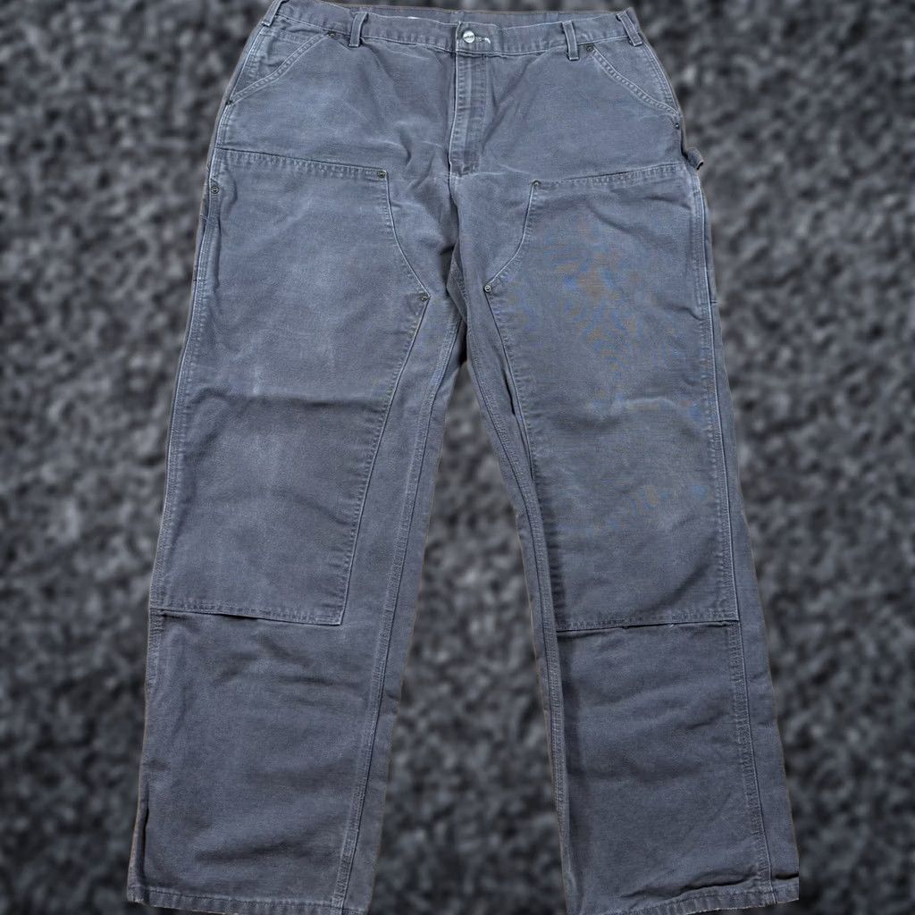 Carhartt VINTAGE Carhartt Carpenter Pants Mens 40x34 Grey USA Made Canvas Workwear Double Knee Pants Mens 40x34 Gray USA Carhartt Clothing Size US 40 / EU 56 - 1 Thumbnail
