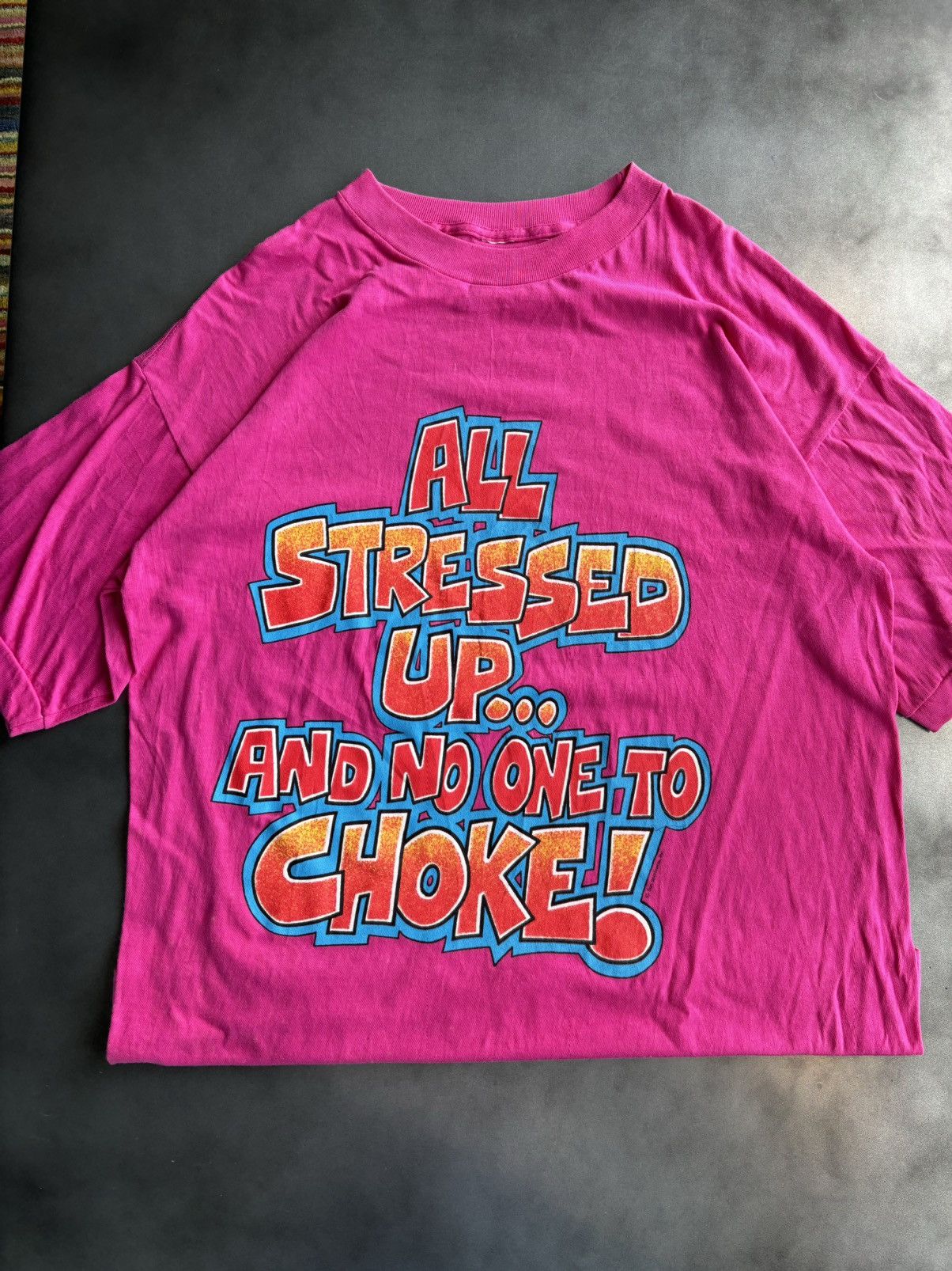 Vintage 1980s Vintage Boomer Tee 70s 80s Text Edgy Joke Stress Pink Size US XL / EU 56 / 4 - 3 Thumbnail