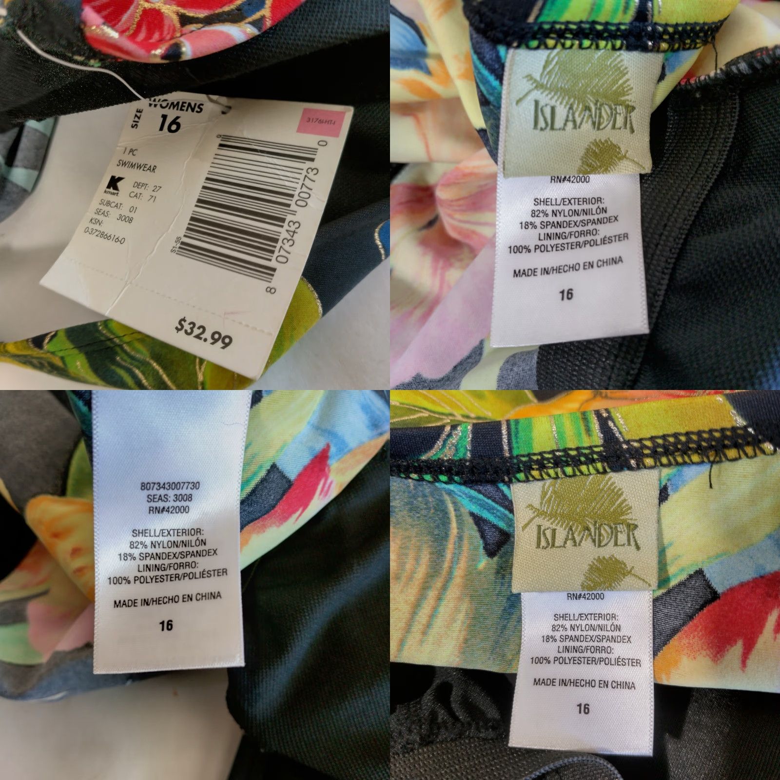 Vintage VINTAGE Islander Women's 1 Piece Swimsuit Tropical Floral Faux Wrap Halter Tank Bathing Suit Size 16 Beach Vacation Size XXL / US 16-18 / IT 52-54 - 8 Thumbnail