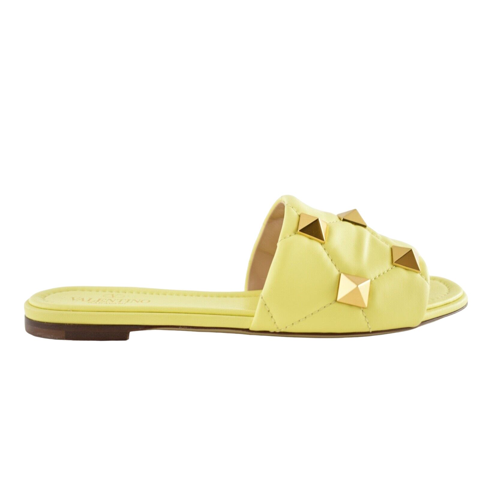 Valentino Valentino Rockstud Roman Stud Lime Yellow Leather Quilted Size US 5.5 / IT 35.5 - 2 Thumbnail