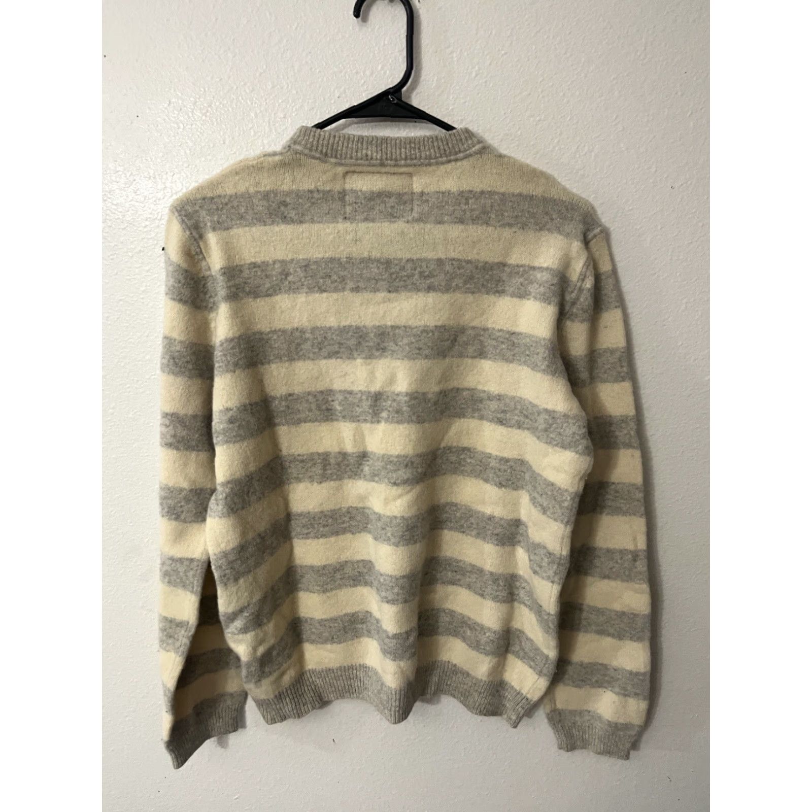 Express EUC Mens Express Sweater Large Gray Striped Pullover Crew Neck 90s Casual Knit Lomb? Size US L / EU 52-54 / 3 - 3 Thumbnail