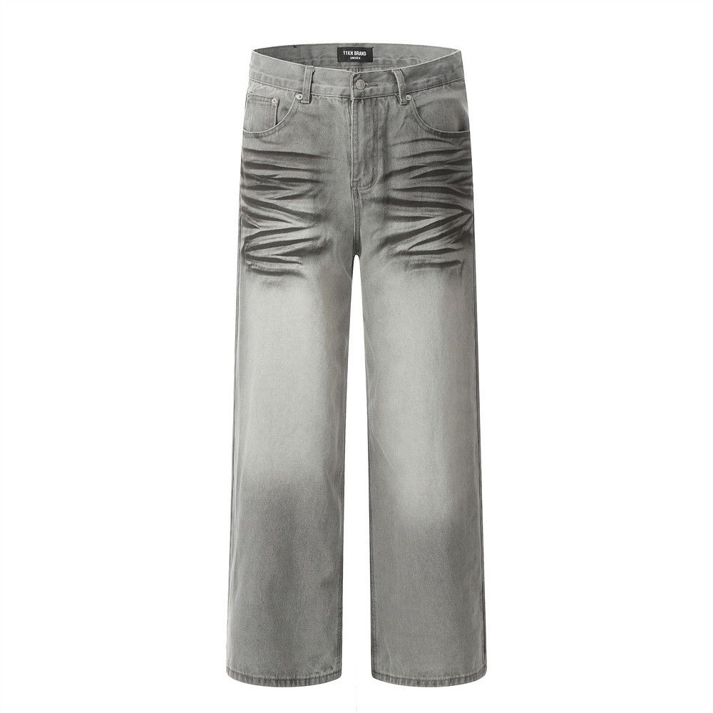Japanese Brand × Jean Punk washed men's distressed straight jeans y2k Size US 32 / EU 48 - 1 Thumbnail