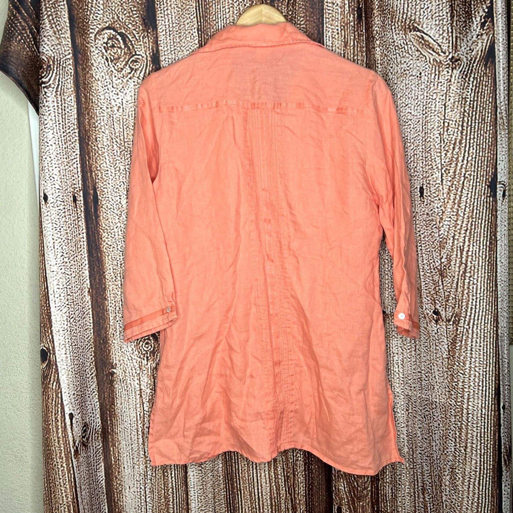Vintage Carole Little Shirt Womens M Orange 100% Linen Button Up Long Sleeve Vintage No Size M / US 6-8 / IT 42-44 - 4 Thumbnail