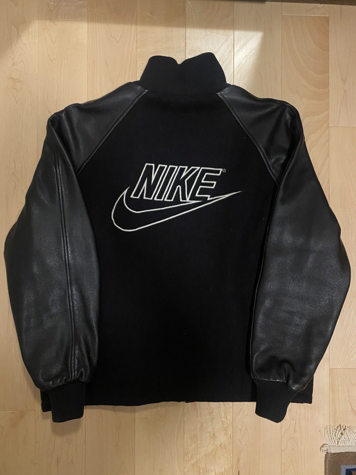 old stussy × nike leather varsity jacket Stussy Nike Leather Jacket | Grailed