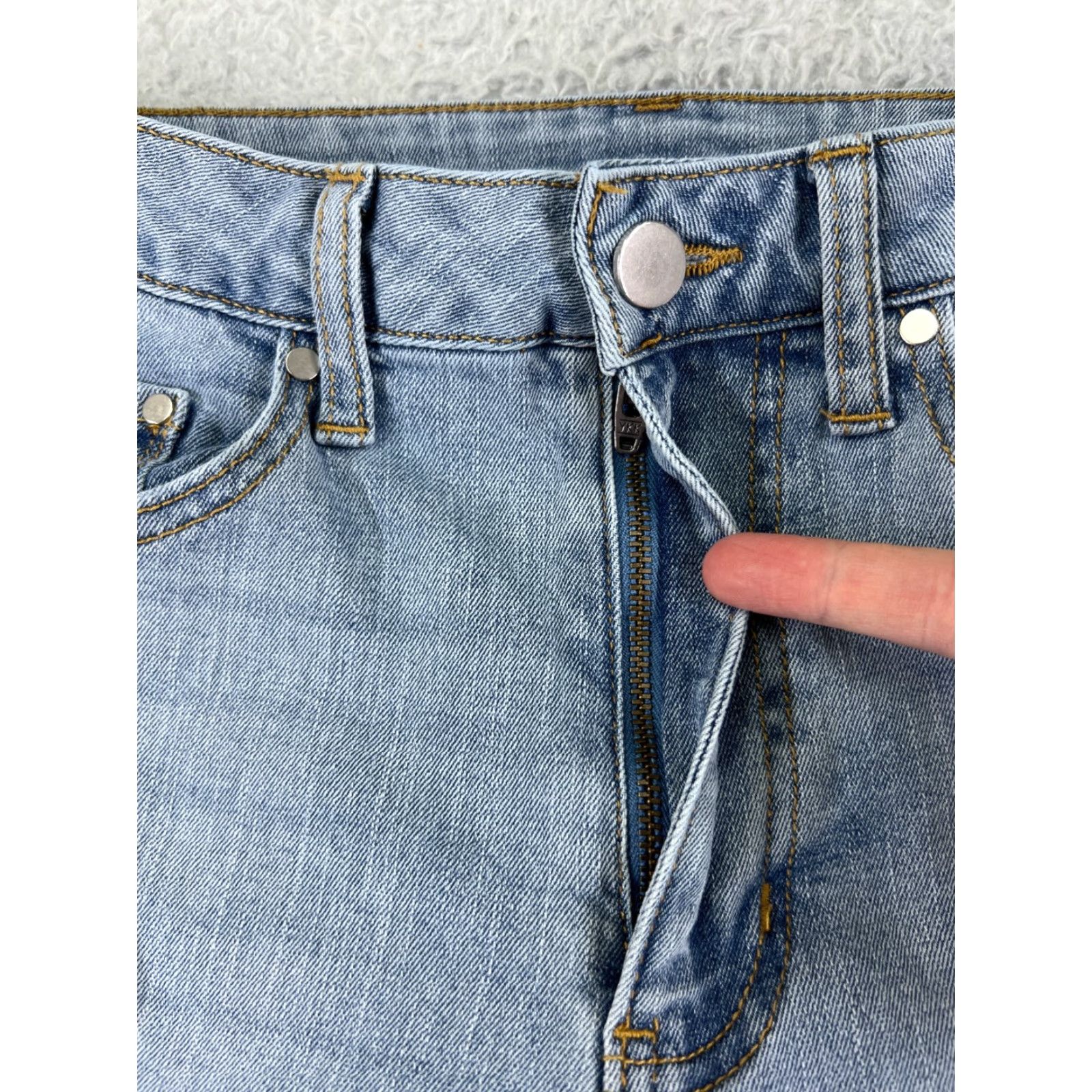 Vintage No Boundaries Jeans Flared Denim Females 29x25 Blue Distressed 3 5-Pocket Regular Cotton Blend High Rise Cowboy Southwestern Designer Vintage No Size 26" / US 2 / IT 38 - 5 Thumbnail