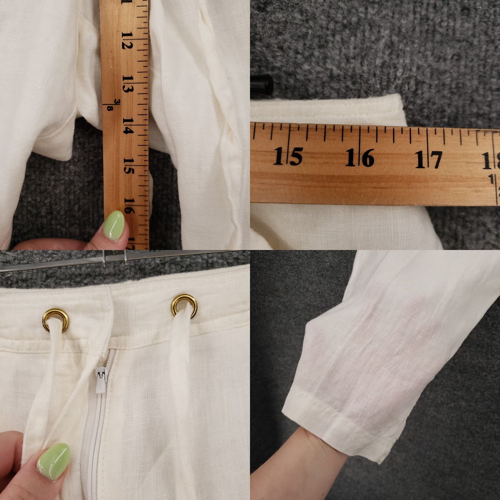 JM Collection JM Collection Pants Womens 14P Petite White High Rise Linen Stretch Drawstring Pants Womens 14P Petite White High Rise Linen Stretch Drawstring Size 36" / US 14 / IT 50 - 8 Thumbnail