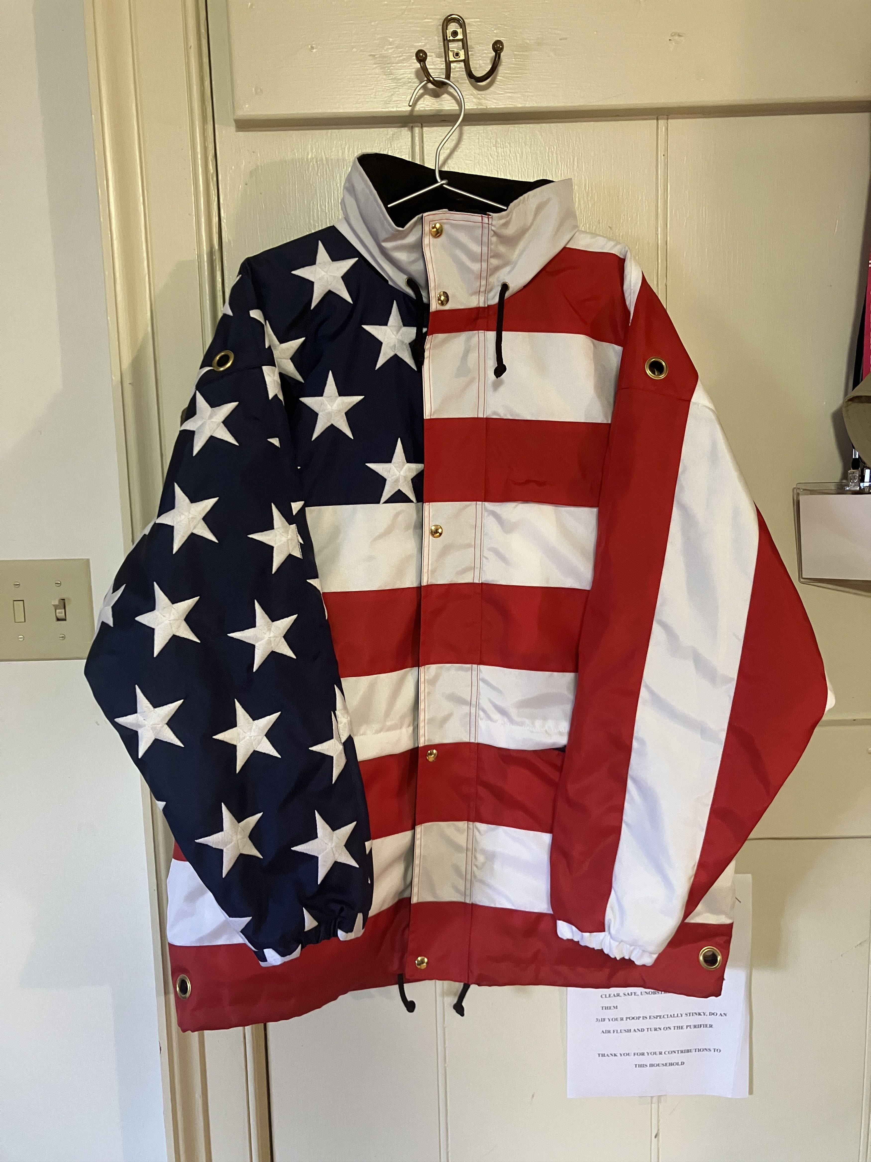 image of Vetements Ss19 America Oversized Parka in Flag, Men's (Size XS)