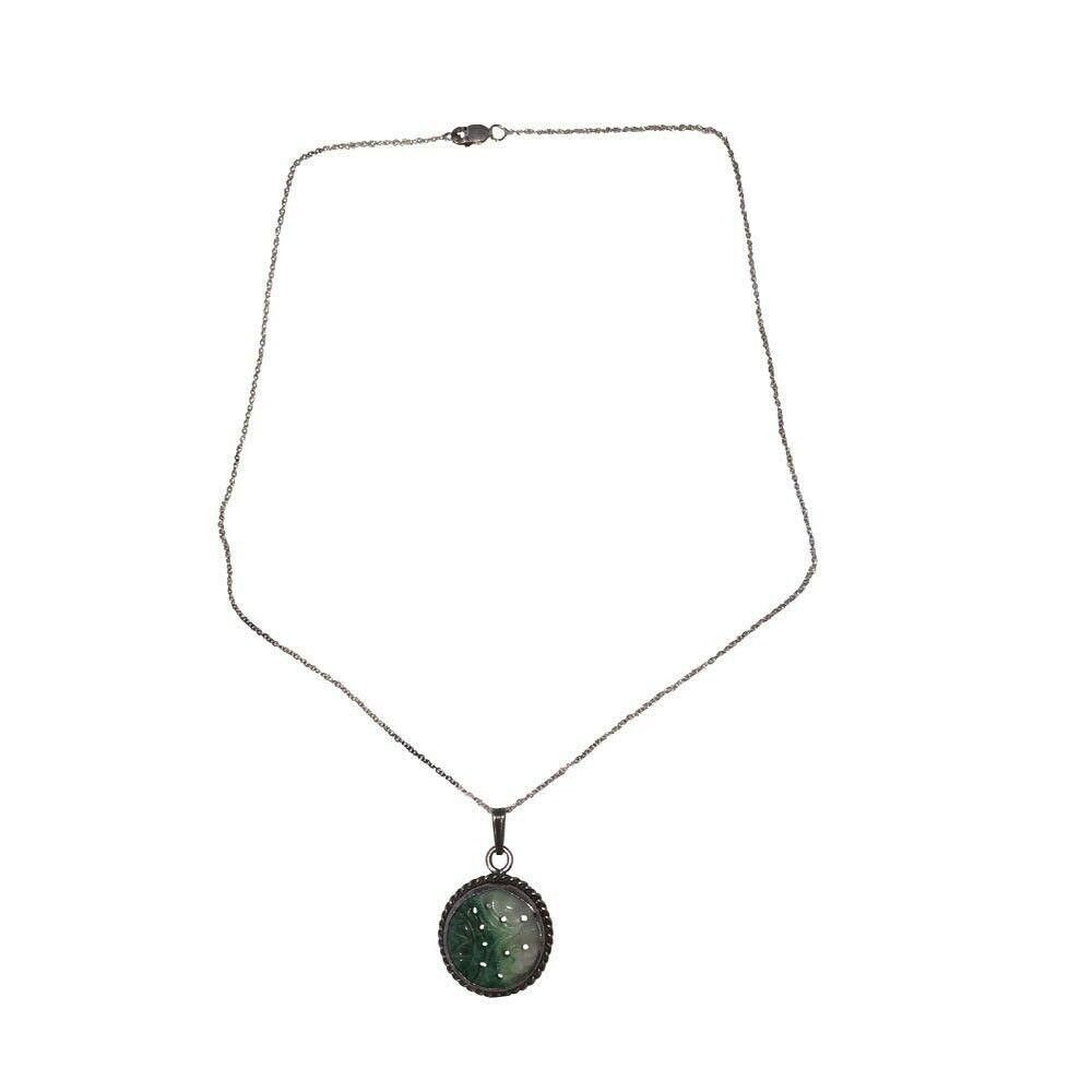 Designer Chinese Carved Jadeite Sterling Pendant and Necklace Size ONE SIZE - 5 Thumbnail