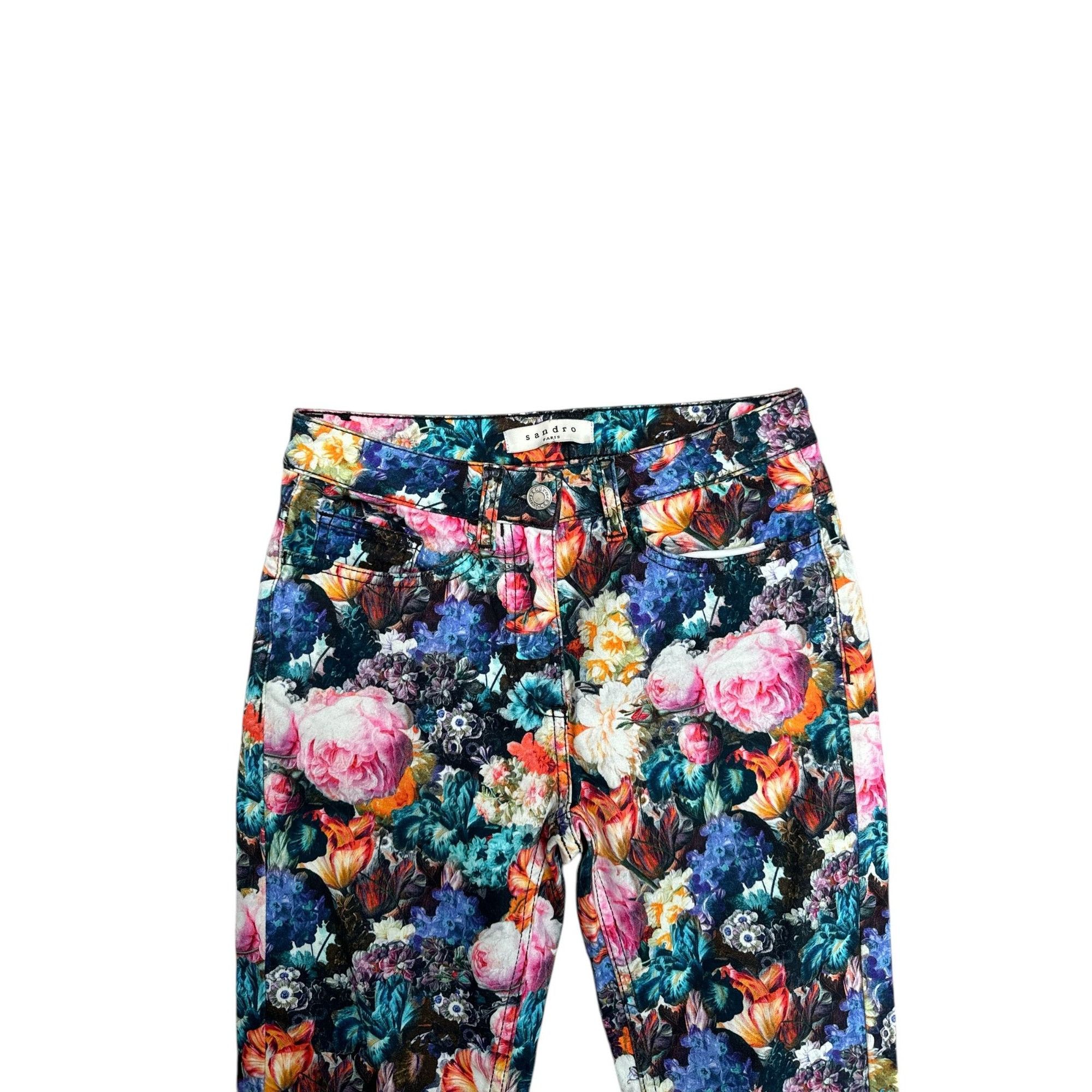 Sandro Floral Liberty Slim Fit Pants Size 24" / US 00 / IT 34 - 2 Thumbnail