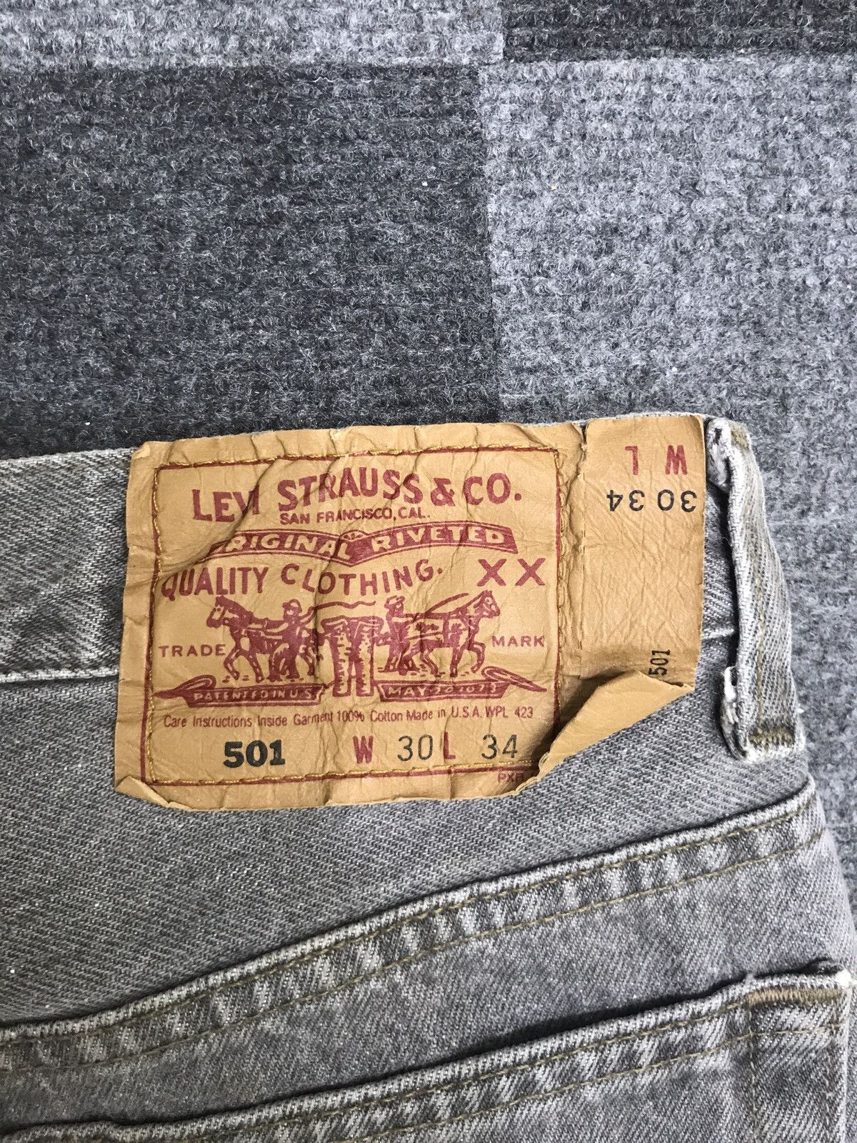 Levi's VL213 Vintage Levis 501 Black Wash Jeans Size US 29 - 11 Thumbnail