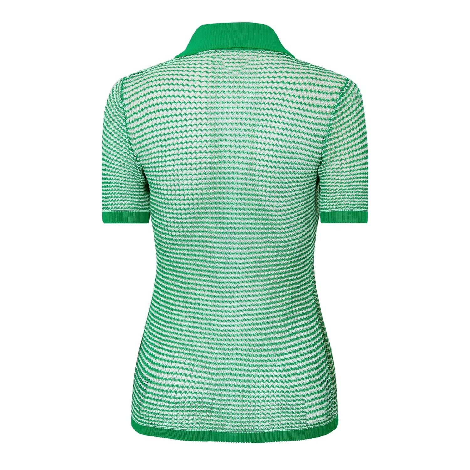 Bottega Veneta Bottega Veneta Mesh Knit Regular Fit Polo Shirt in Green Size XS / US 0-2 / IT 36-38 - 2 Thumbnail