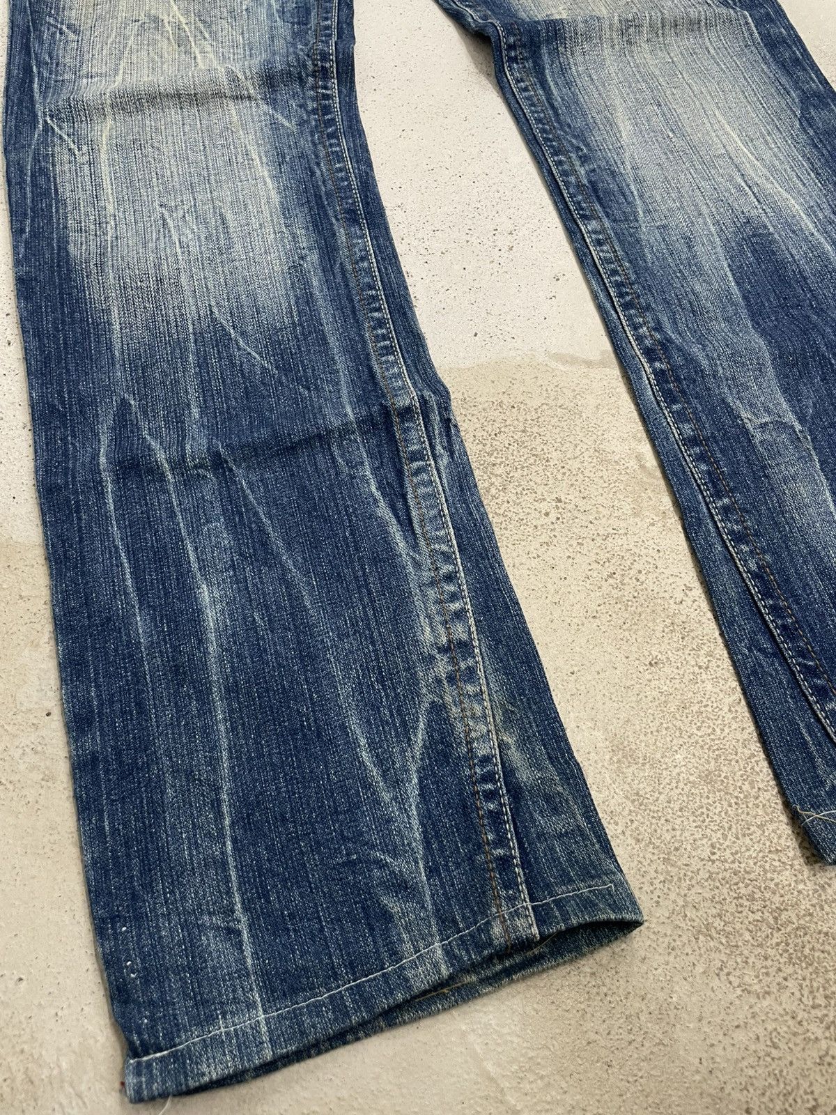 If Six Was Nine Raw Muddy Lightning Whisker Hard Stiching Buckle Back Denim Size US 30 / EU 46 - 7 Thumbnail