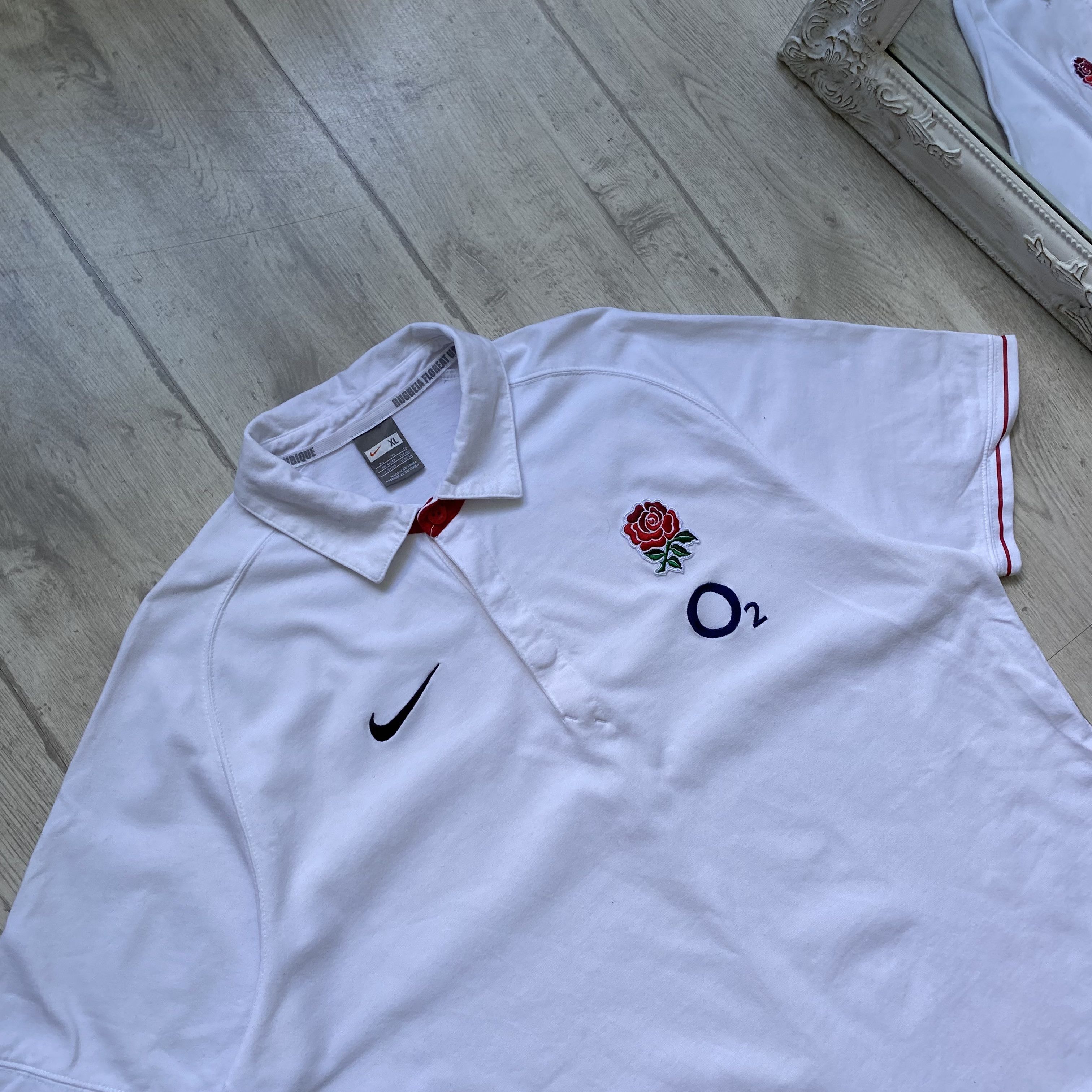 Nike 🏉 Vintage 00s Nike England Rugby Polo Shirt Jersey Drill Size US XL / EU 56 / 4 - 4 Thumbnail