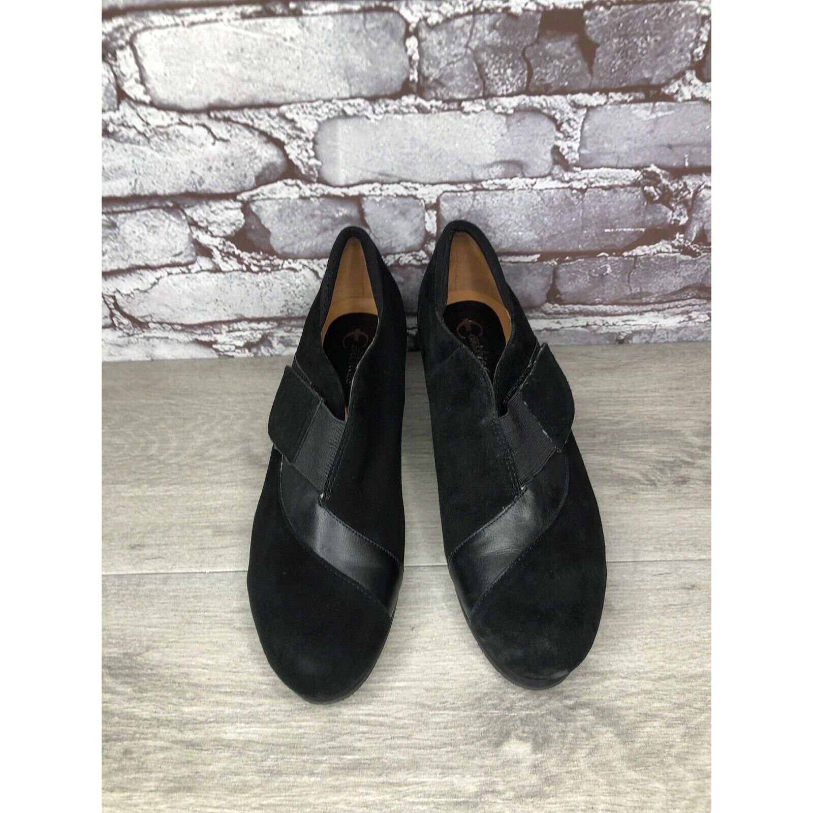 Other Earthies Bondy Black Suede Leather Strap Wedge Booties Women Size US 9 / IT 39 - 9 Thumbnail