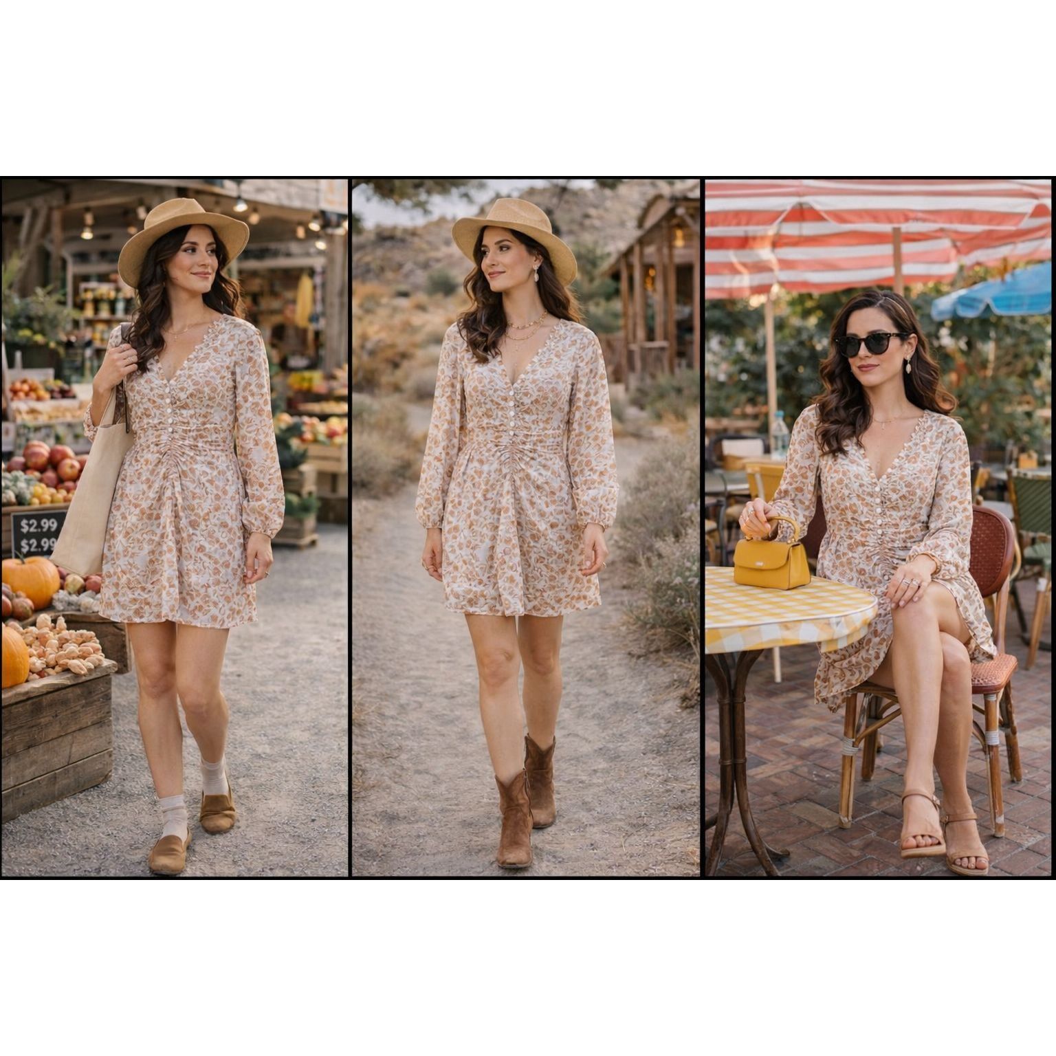 Other Bardot Printed Broderie Long Sleeve Mini Dress in the Tan Pa Size L / US 10 / IT 46 - 7 Thumbnail