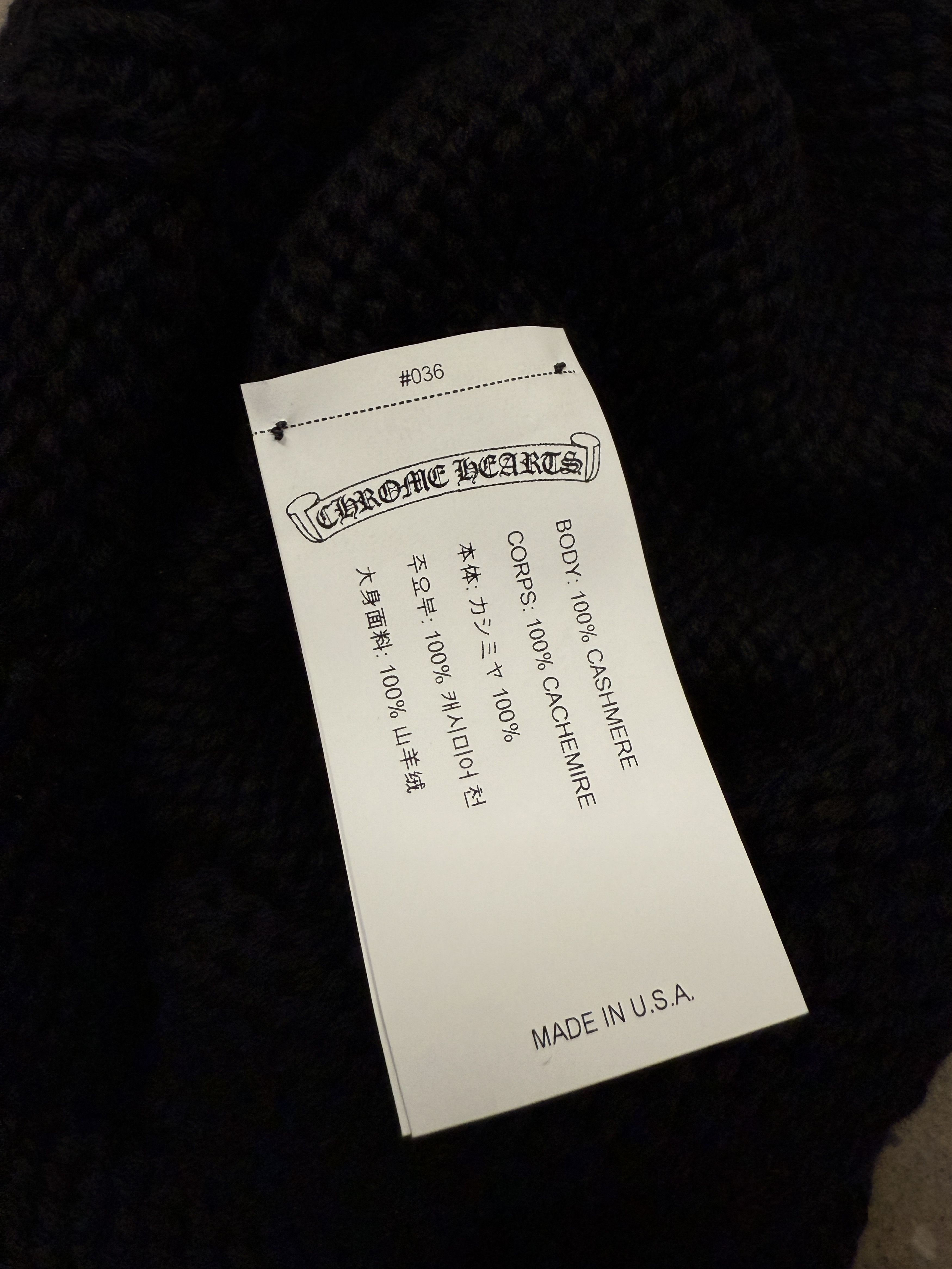 Chrome Hearts CH CASHMERE CROSS WEAVE BEANIE Size ONE SIZE - 6 Thumbnail