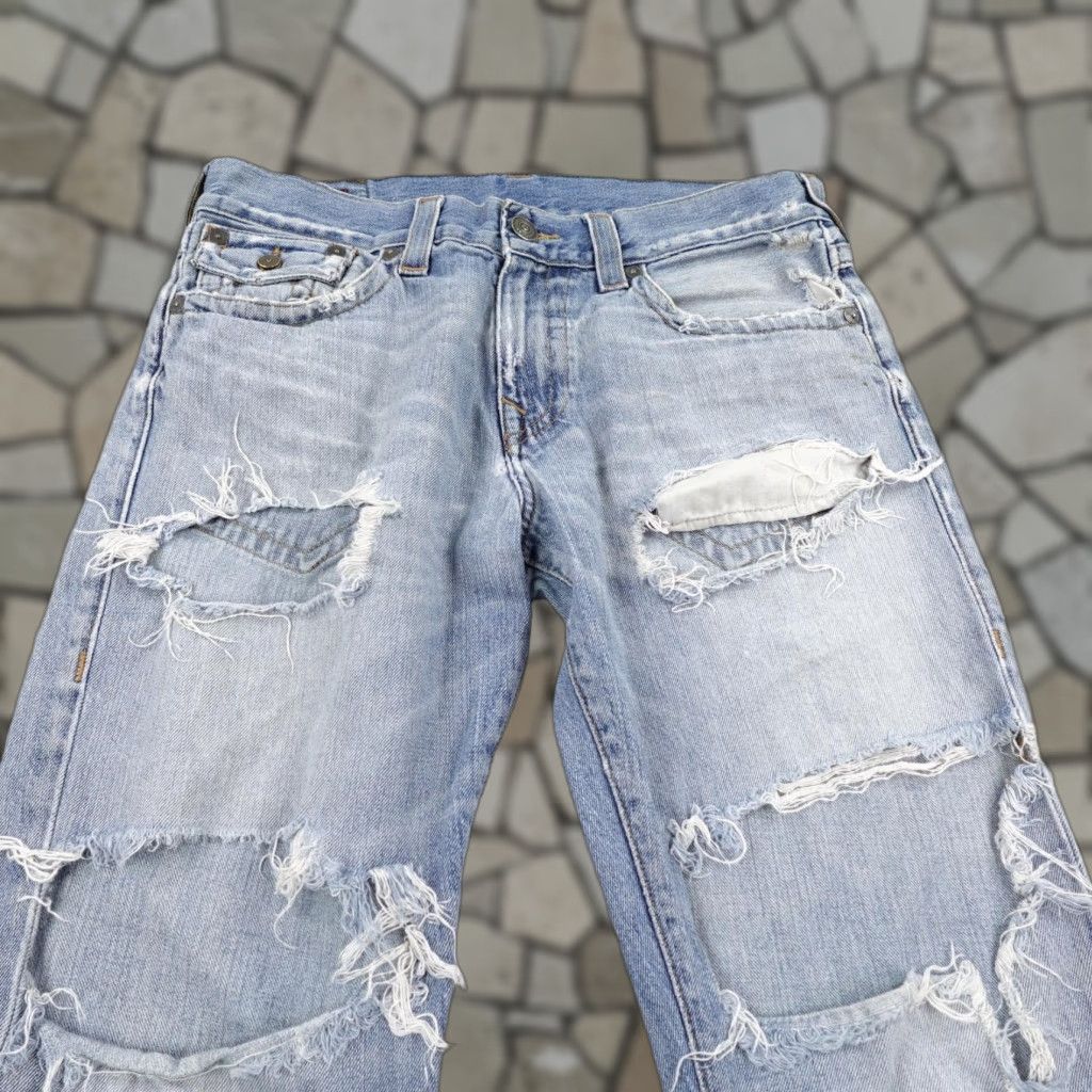 True Religion True Religion Jeans Mens 33 Blue Denim Geno Relaxed Slim Straight Distressed Size US 33 - 1 Thumbnail