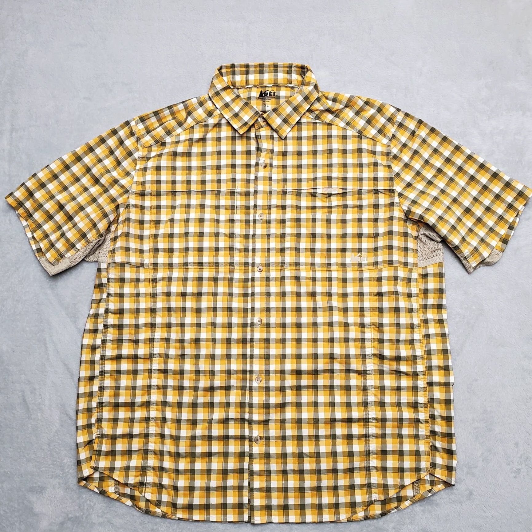 Vintage REI Shirt Mens XL Orange Plaid Short Sleeve Polyester Performance Vented Outdoor Size US XL / EU 56 / 4 - 2 Thumbnail
