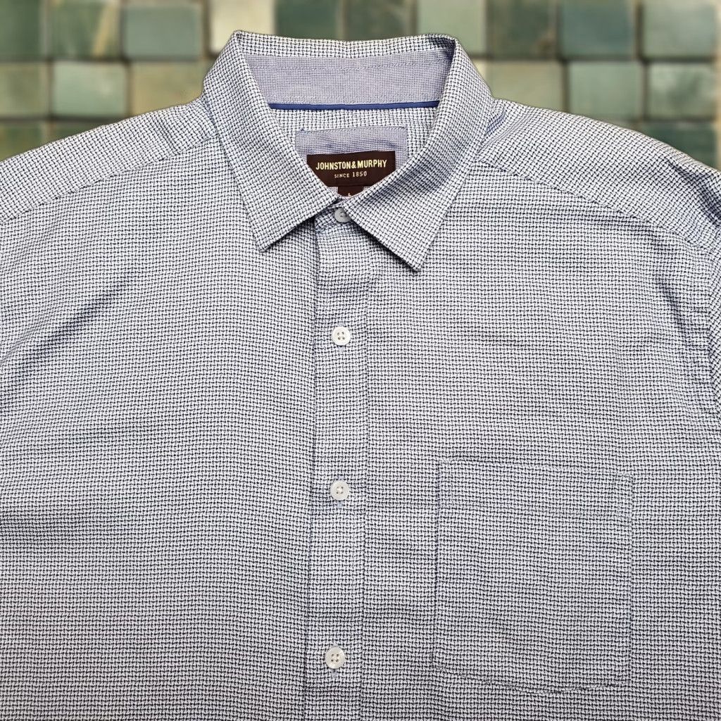 Johnston & Murphy Johnston & Murphy Shirt Mens Large Blue Geometric Long Sleeve Cotton Button-Up Size US L / EU 52-54 / 3 - 1 Thumbnail