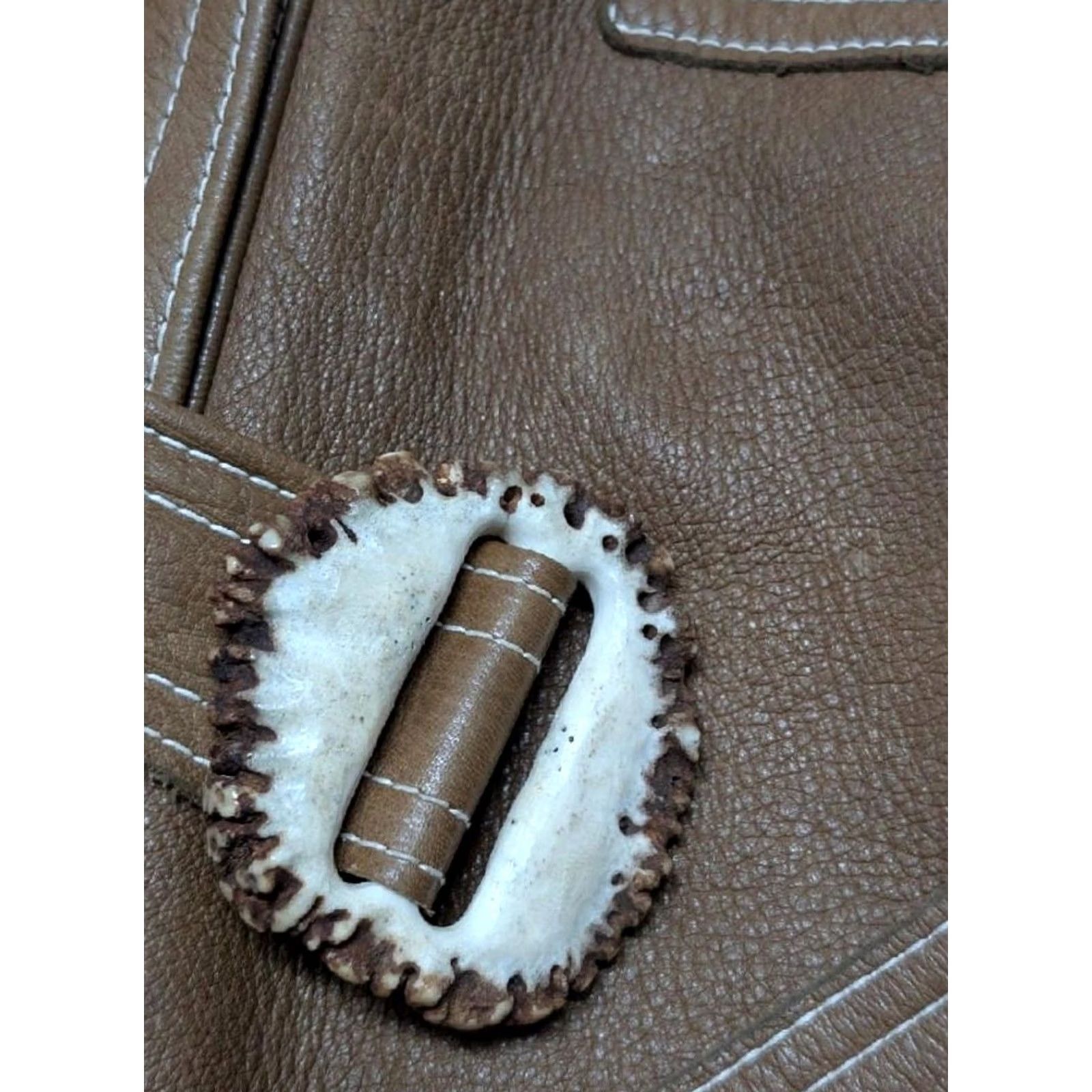 Vintage VINTAGE Buckskin Belted overcoat Brown deerskin leather Buckskin Belt Buckle 1970s Women M Hippie Boho Western Trench Coat Snap Belt #Mens Womens Size M / US 6-8 / IT 42-44 - 4 Thumbnail