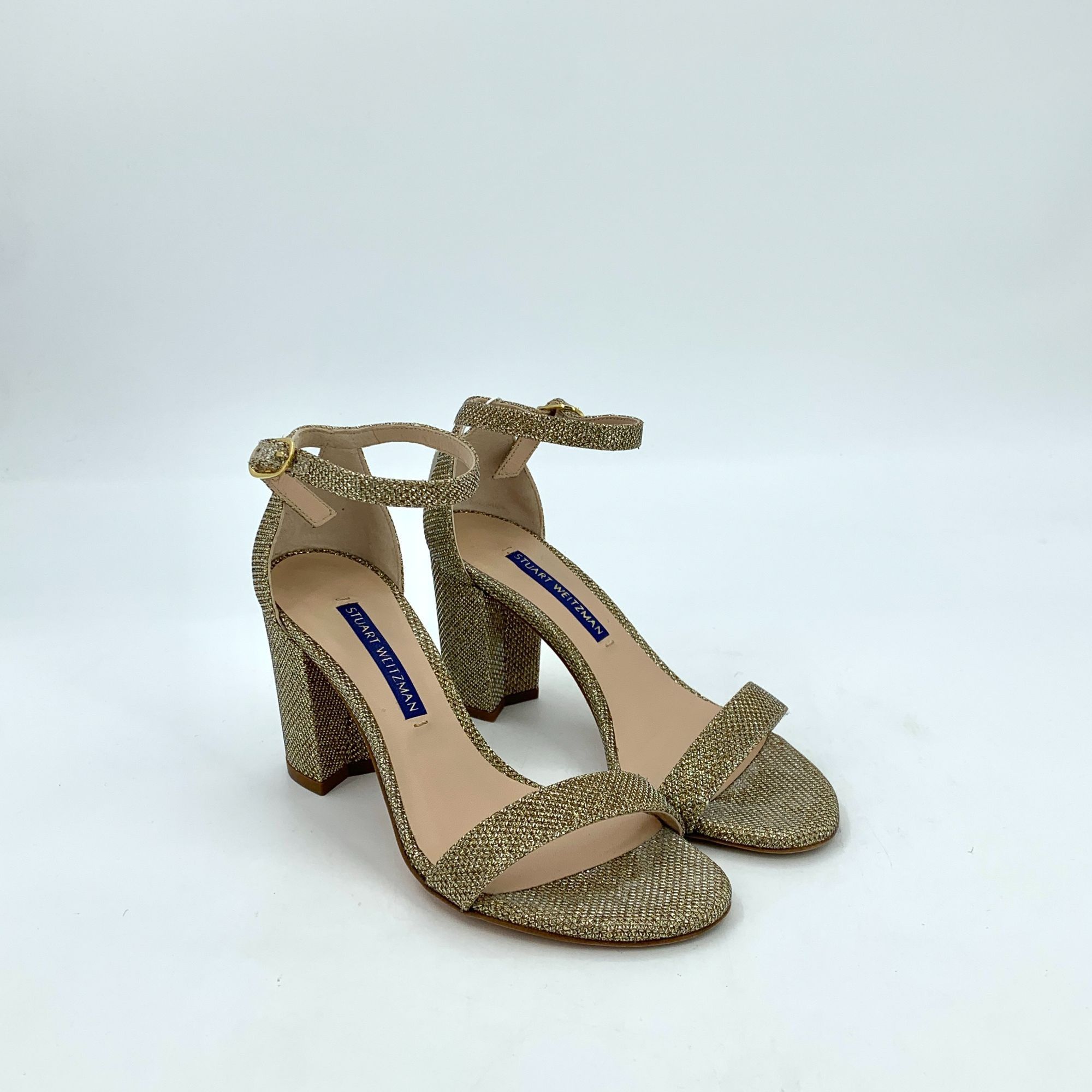 Stuart Weitzman Stuart Weitzman Gold Block Heel Ankle Strap Sandals (Size 34 Size US 4 / IT 34 - 8 Thumbnail
