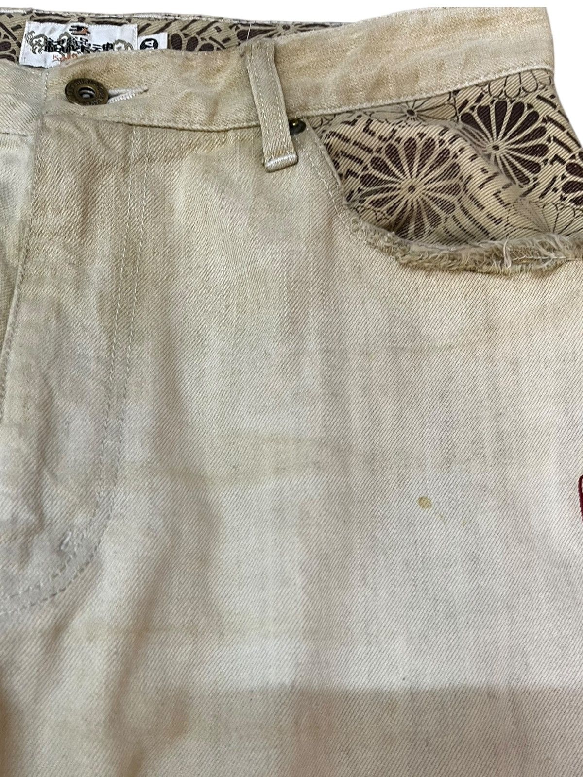 Le Grande Bleu (L.G.B.) Vintage Karakuri Tamashi Embroidery Buckle Belt Denim Size US 31 - 4 Thumbnail