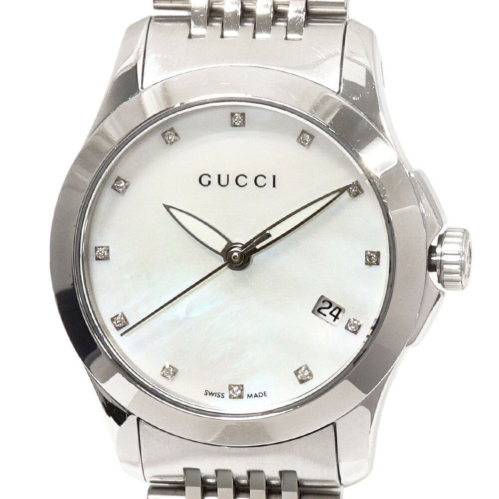 Gucci Gucci Gucci White Mother of Pearl G-Timeless Watch YA126504 Metal Quartz 126.5 YA126504 DUTY FREE for USA Size ONE SIZE - 1 Thumbnail