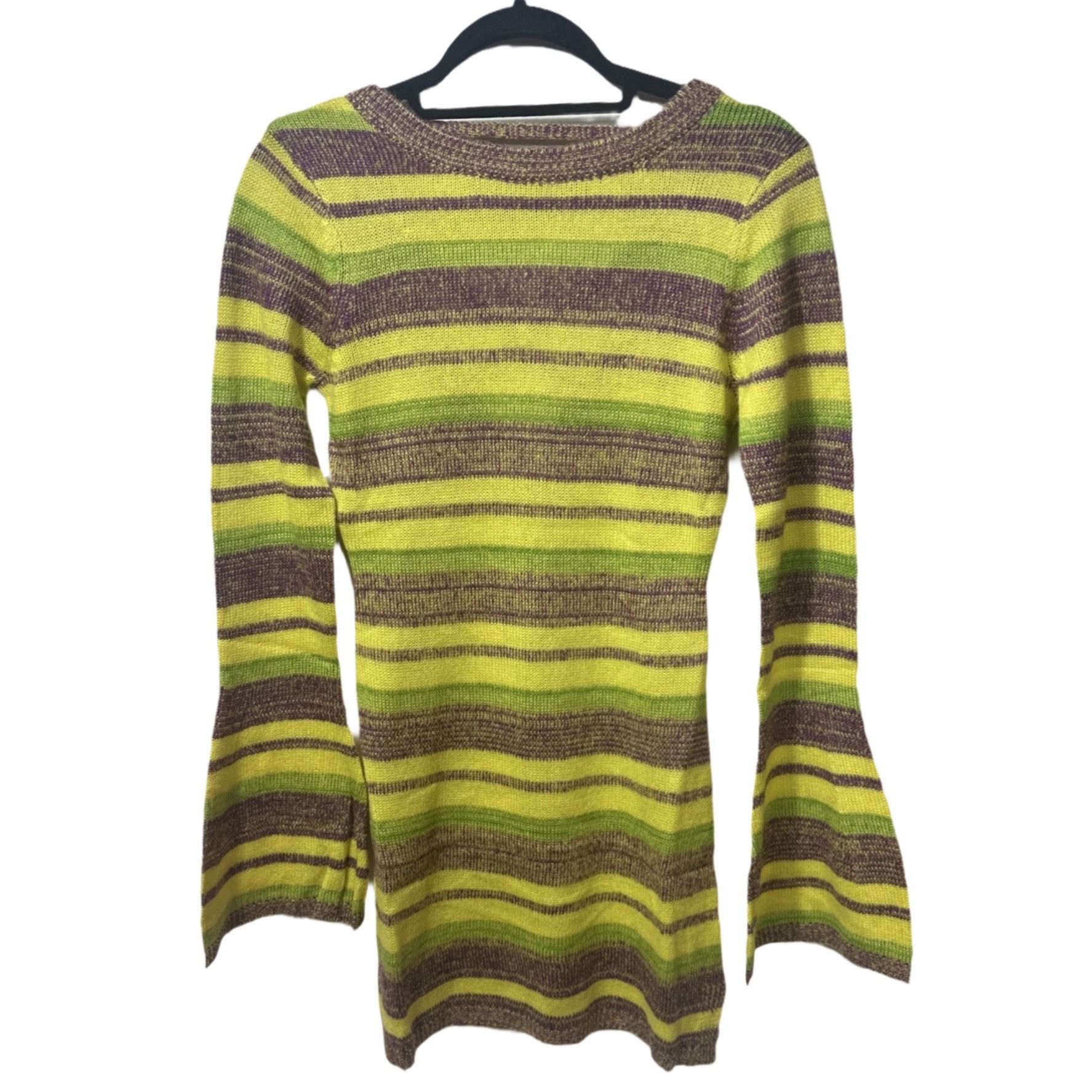 Other NWT Long Bell Sleeve Open Back Bodycon Multi Color Knit Mini Size S / US 4 / IT 40 - 3 Thumbnail