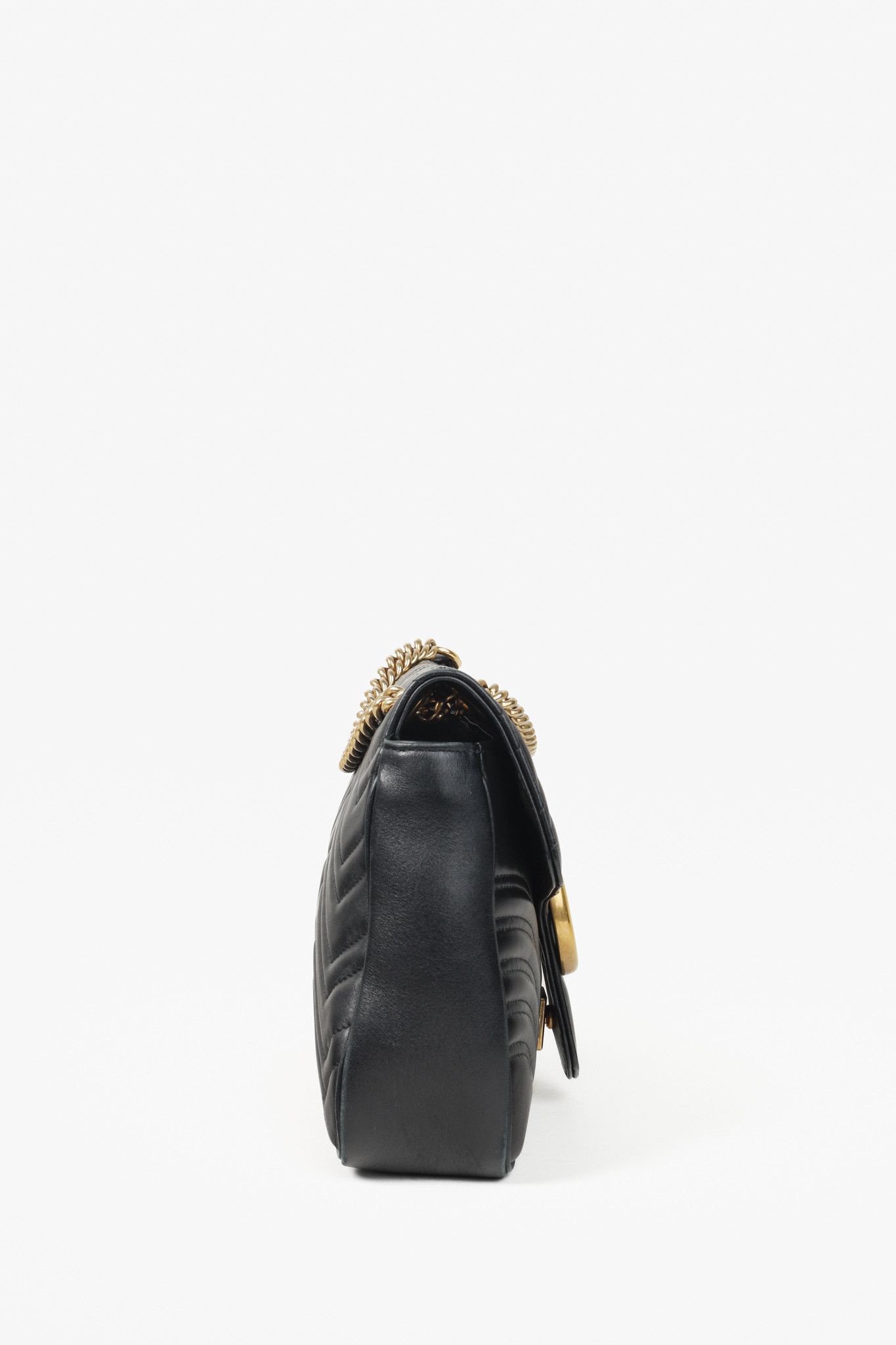 Gucci Gucci Marmont Medium Black Quilted Leather Flap Bag Size ONE SIZE - 3 Thumbnail