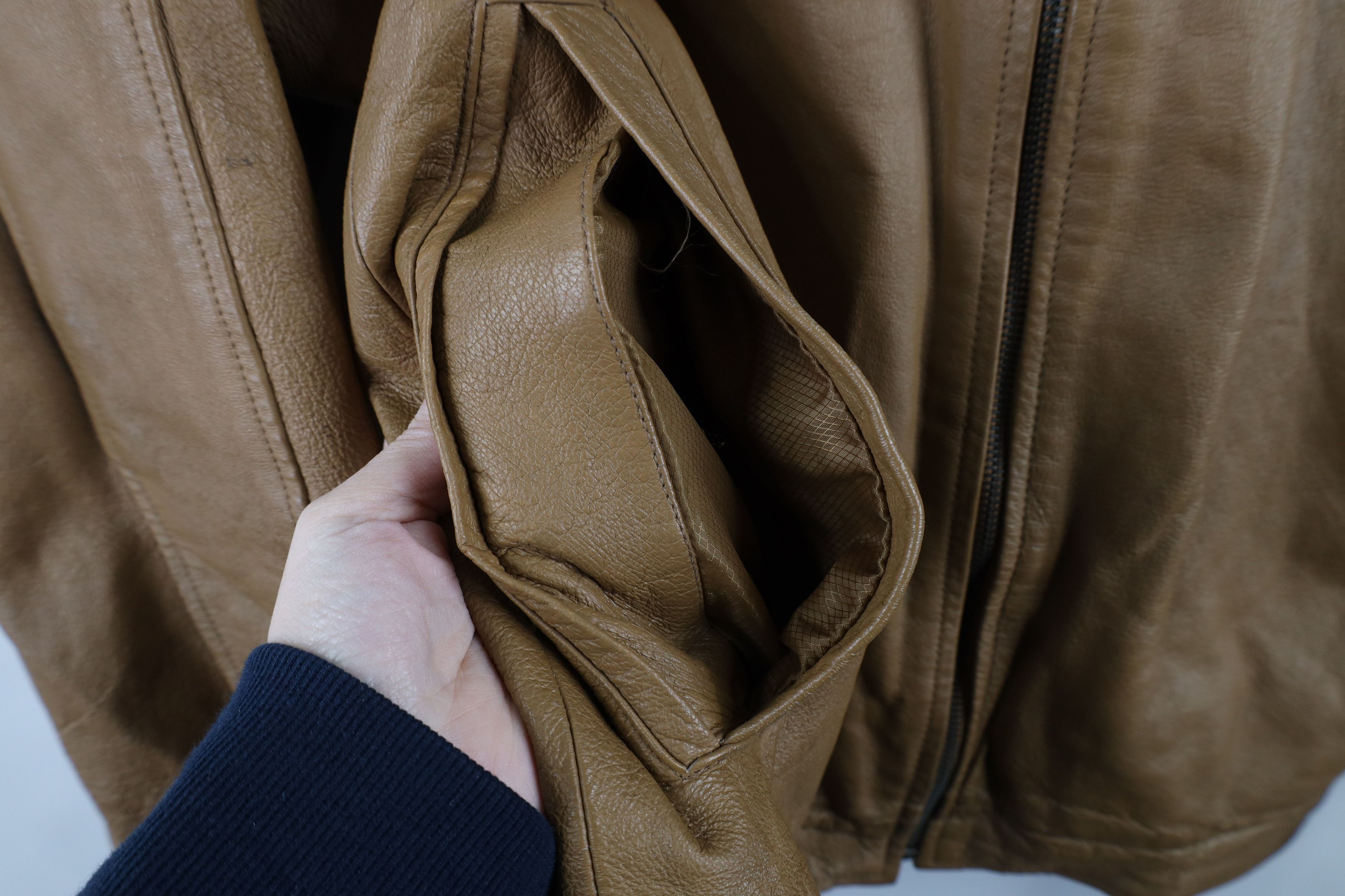 Vintage Vintage 90s Streetwear Leather Full Zip Bomber Jacket Brown Size US XL / EU 56 / 4 - 5 Thumbnail