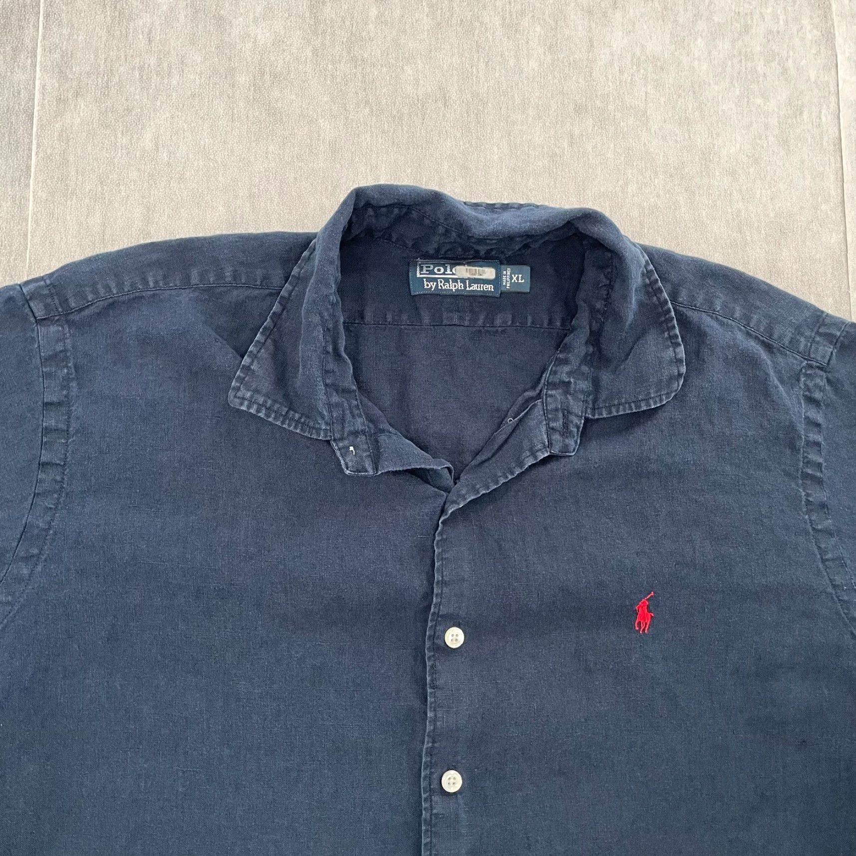 Polo Ralph Lauren VINTAGE Polo Ralph Lauren Shirt Adult XL Blue Linen Button-Up Short Sleeve Mens Size US XL / EU 56 / 4 - 3 Thumbnail