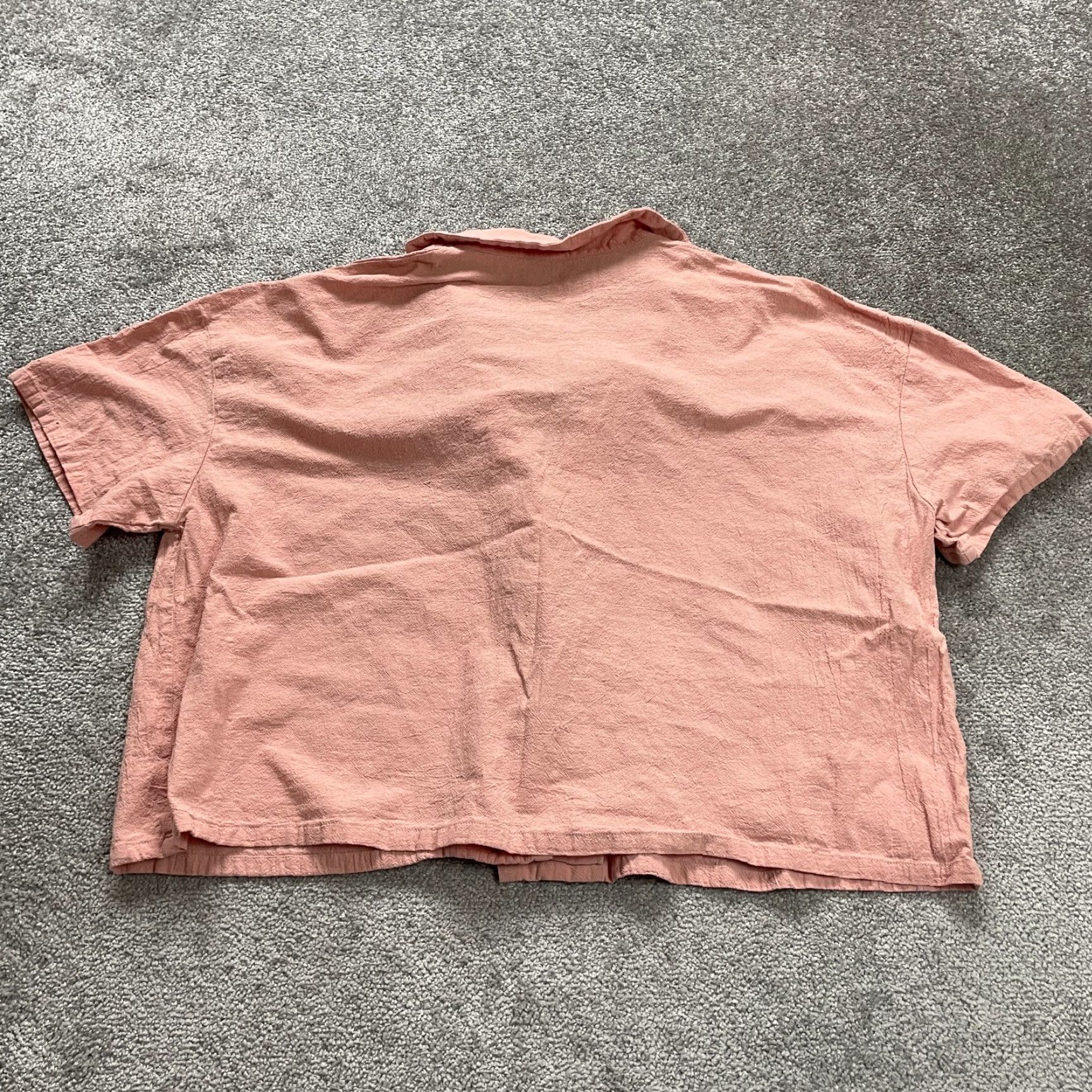 Shein SHEIN Curve Plus Size 3XL Pink Cropped Button Down Blouse Casual Short Sleeve Cotton Womens Size XXL / US 16-18 / IT 52-54 - 2 Thumbnail