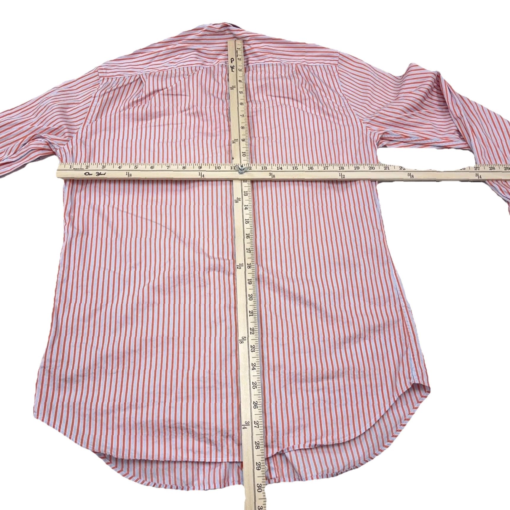 Peter Millar Peter Millar Shirt Men Medium Orange Striped Button-Up Dress Egyptian Cotton Size 40R - 7 Thumbnail