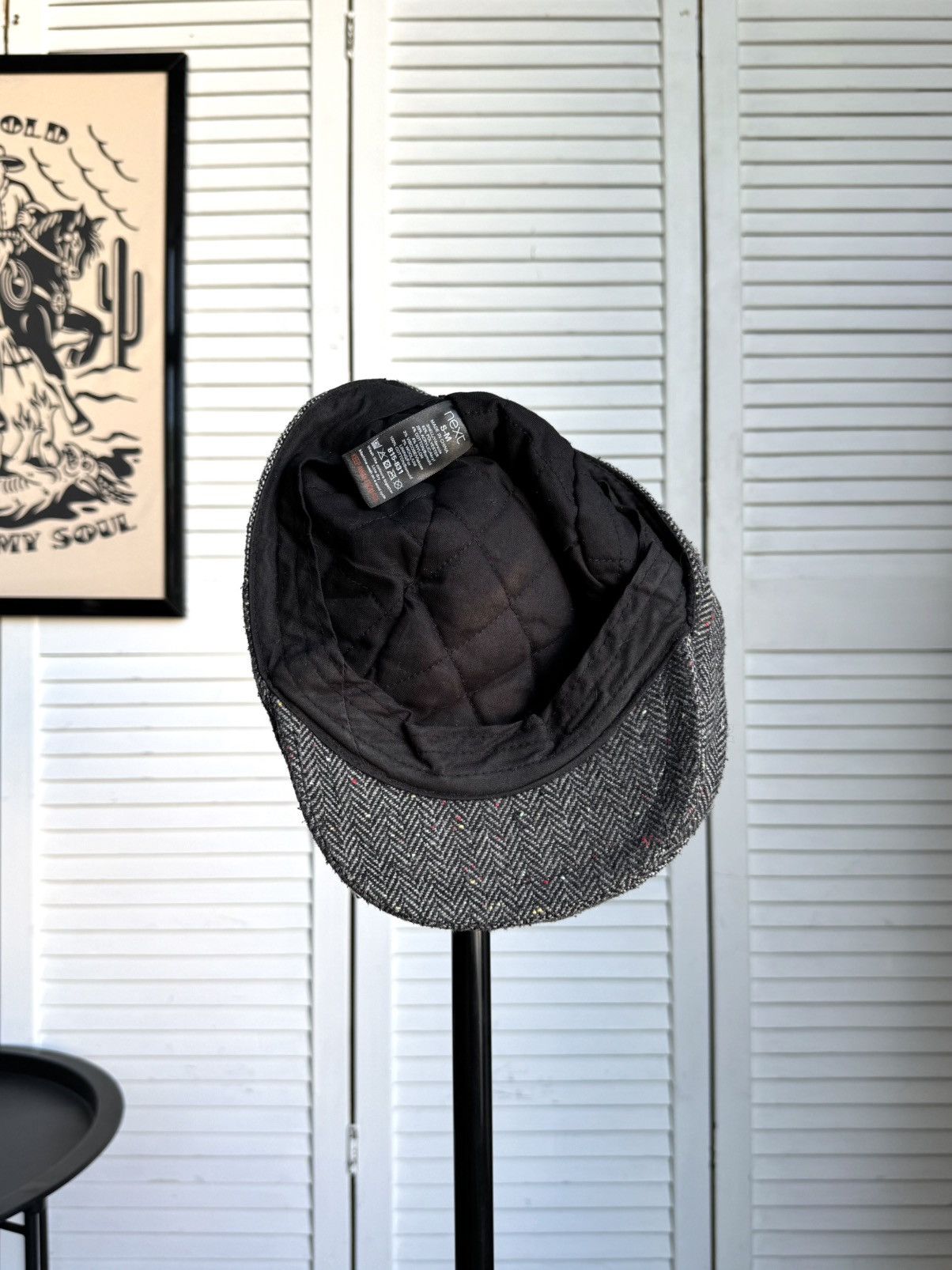 Vintage Vintage Tweed Ivy Cap / Flat Cap – Gray Herringbone Wool Size ONE SIZE - 14 Thumbnail