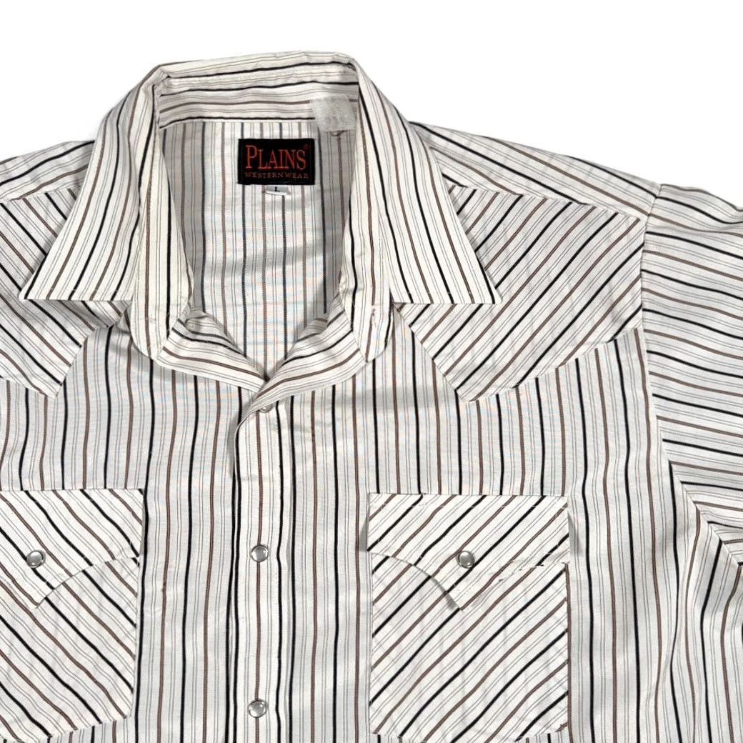 Vintage VINTAGE Plains Western Shirt Adult LARGE White Striped Pearl Snap Cowboy 90s Size US L / EU 52-54 / 3 - 2 Thumbnail