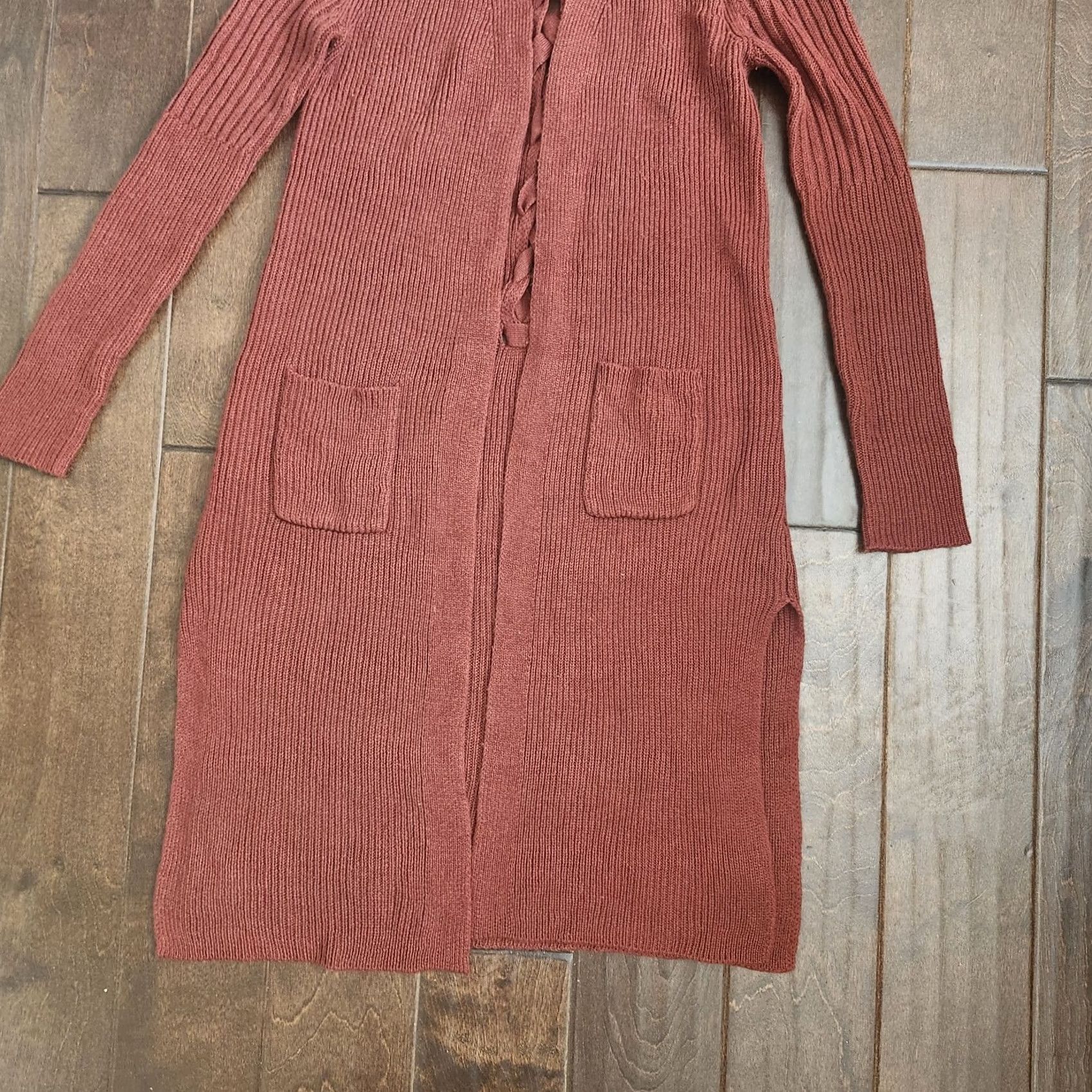 Vintage No Boundaries Cardigan Sweater Pocket Red Small 3-5 Womens Long Sleeve Regular" Size XS / US 0-2 / IT 36-38 - 3 Thumbnail