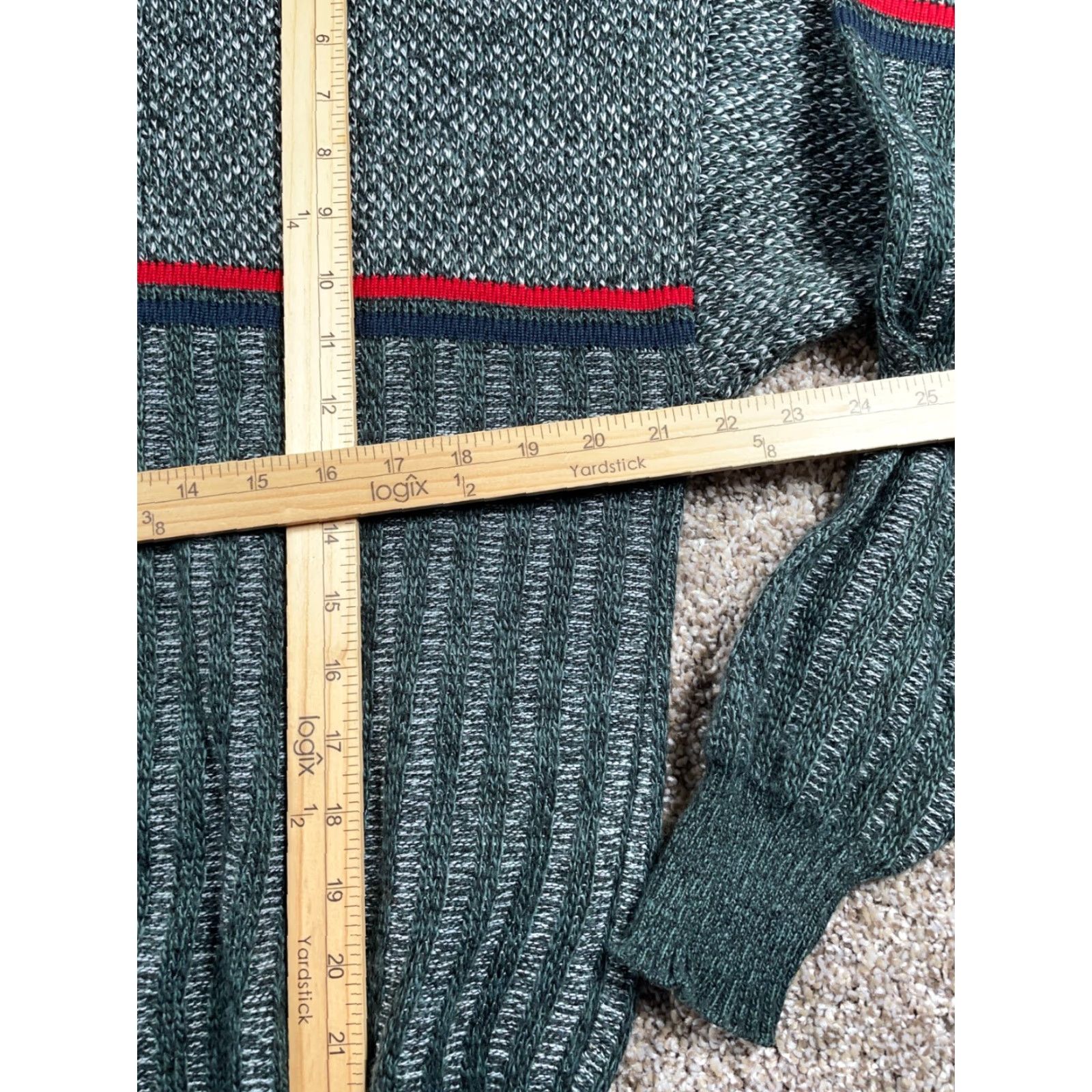 Vintage VINTAGE Weekends Sweater 90s Striped Chunky Knit Adult XL Gray Red Pullover Mens Size US XL / EU 56 / 4 - 6 Thumbnail