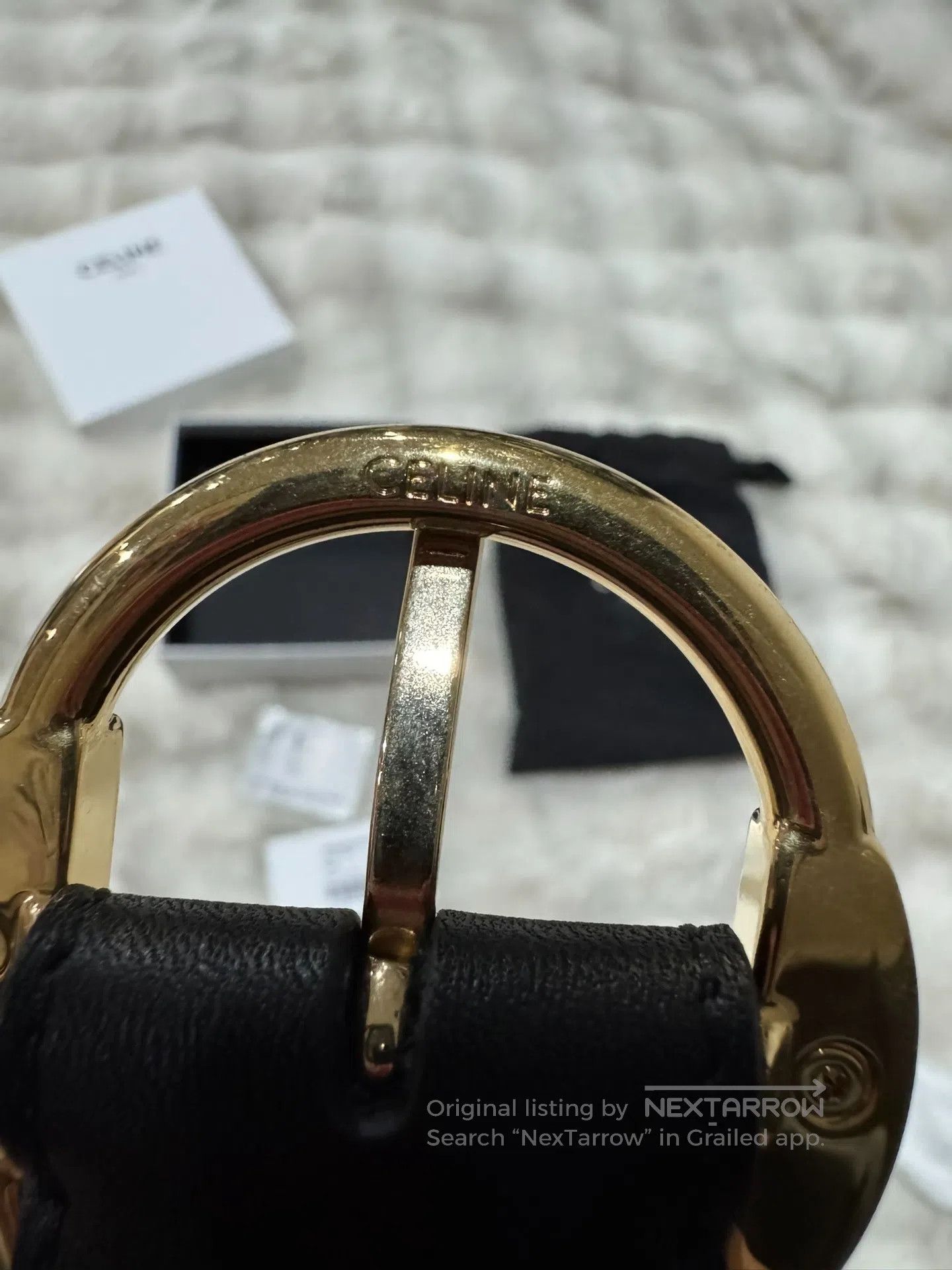Celine CELINE size 85 Black and Gold Triumph Belt| Size ONE SIZE - 5 Thumbnail
