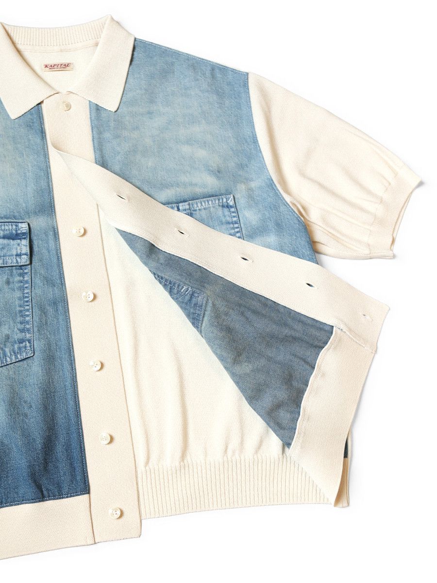 Kapital Kapital Knit × 8oz denim coverall polo shirt Size US L / EU 52-54 / 3 - 4 Thumbnail