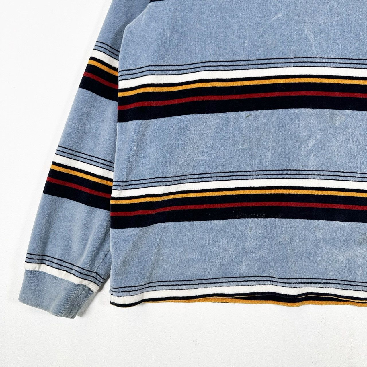 Vintage Vintage 00s Y2K Velour Striped Long Sleeve Rugby Shirt Size US L / EU 52-54 / 3 - 3 Thumbnail