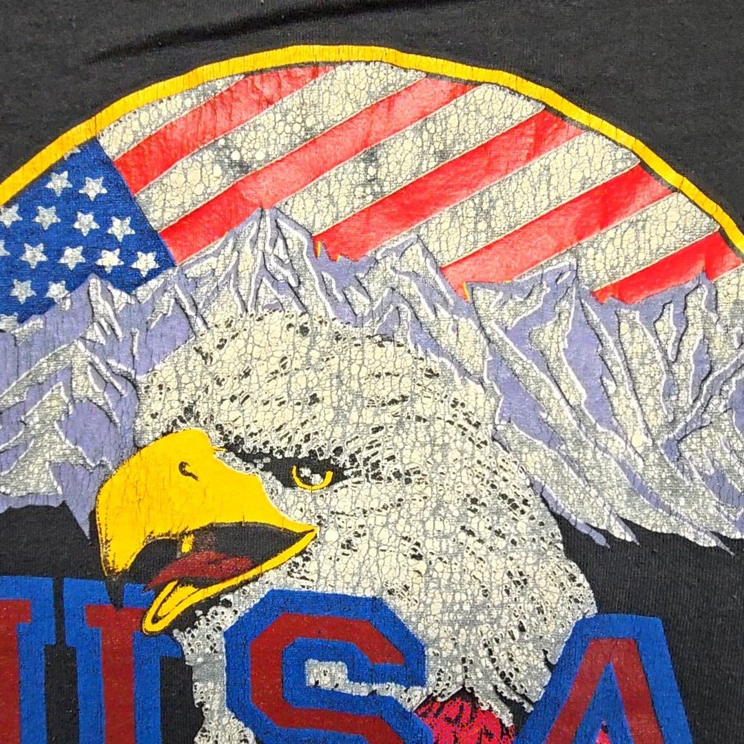 Jerzees Vintage USA Eagle Graphic Patriotic Black Small Shirt 80s Size US S / EU 44-46 / 1 - 3 Thumbnail