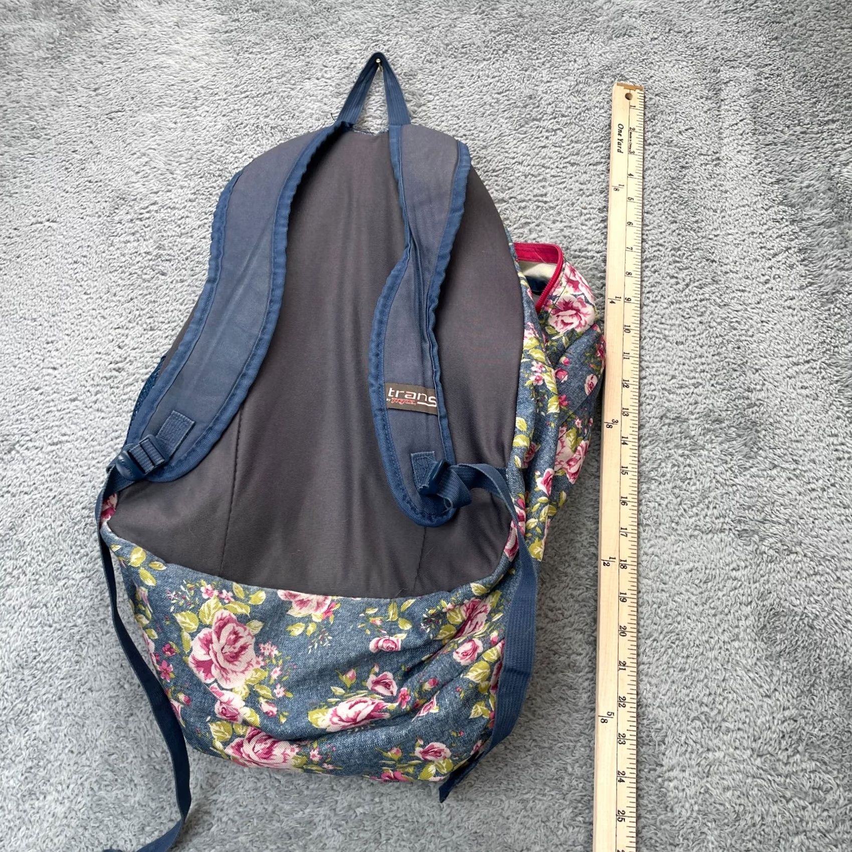 Jansport Jansport Backpack Womens Blue Floral School Adjustable Strap Canvas Zip Bag Size ONE SIZE - 4 Thumbnail